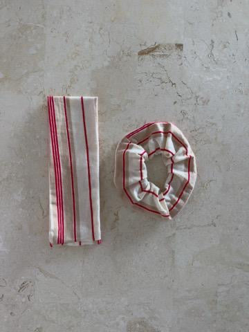 סט לשיער ריב פסים קאמל אדום