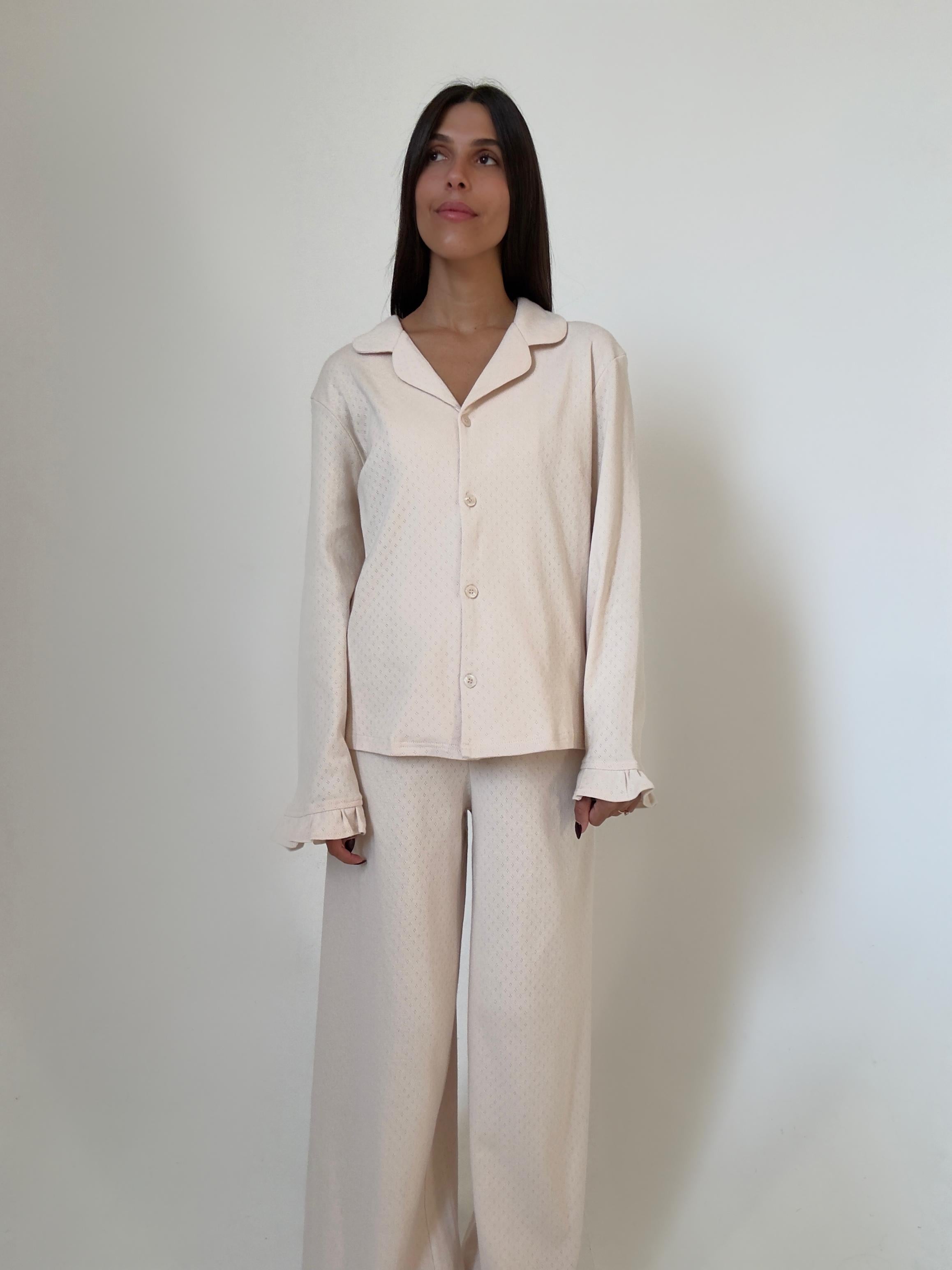 פיג׳מת ויקטוריה פונטל שמנת ארוך