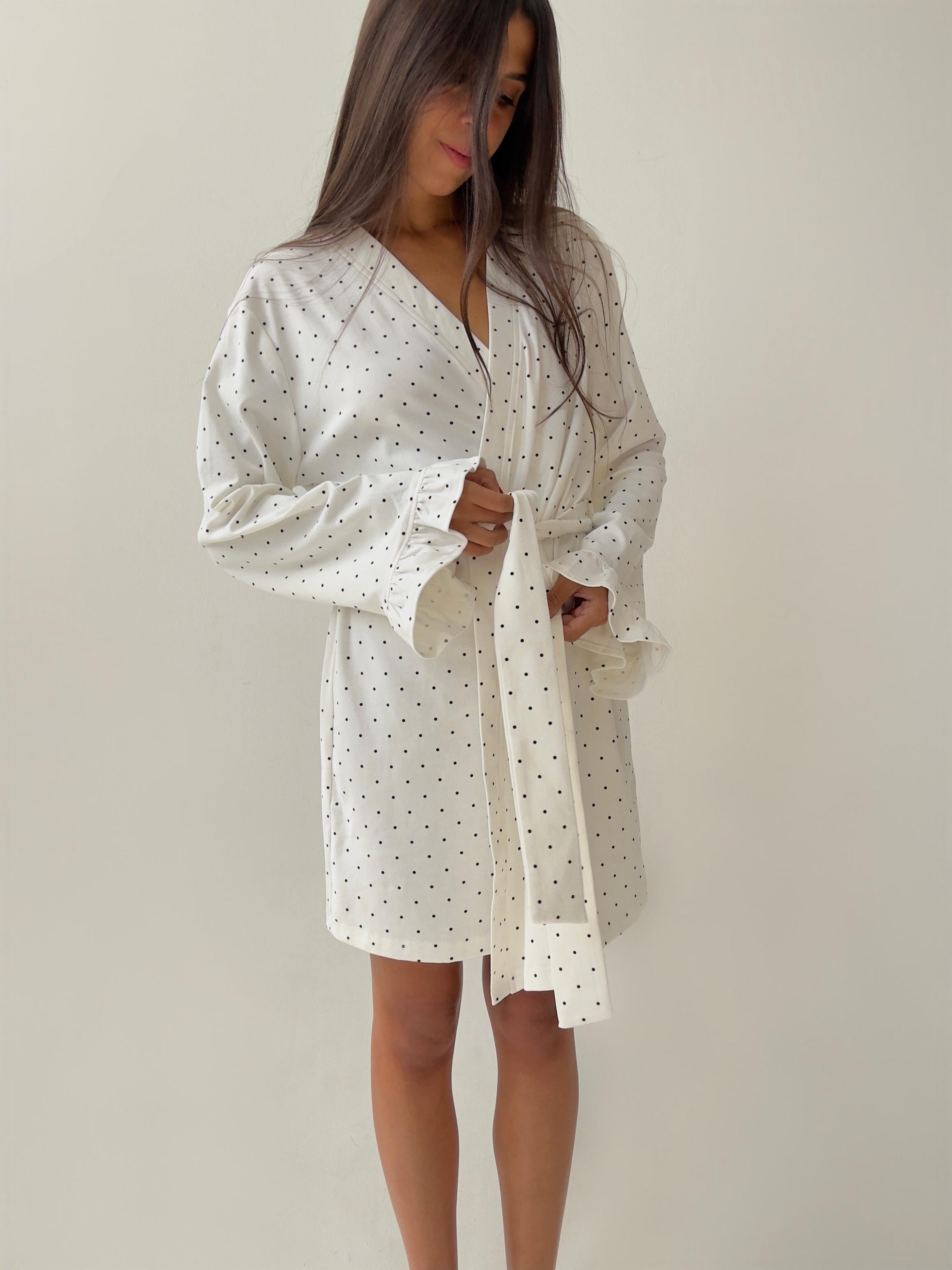 קימונו מונקו כותנה נקודות