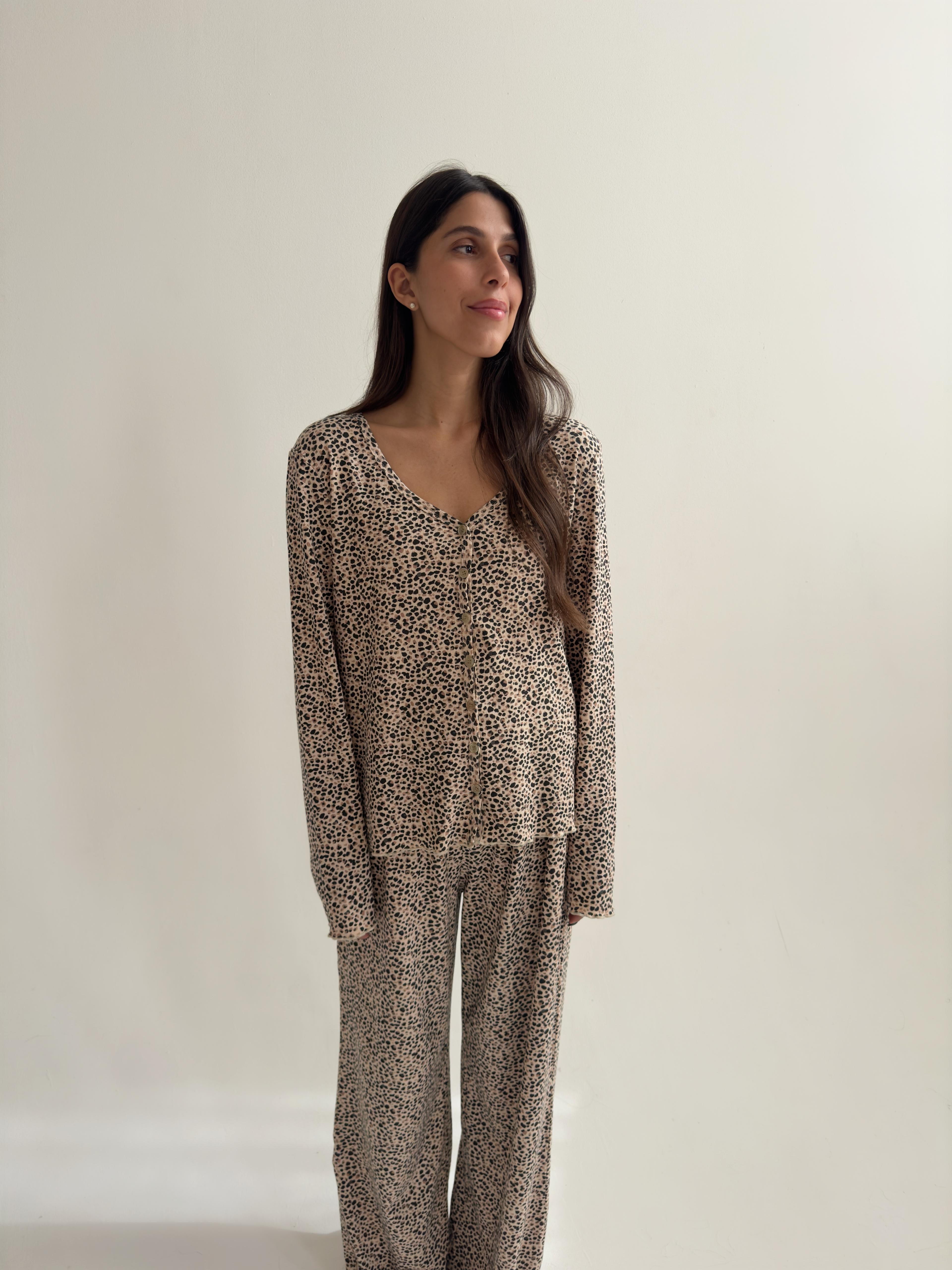 פיג׳מה דניאלה ריב מנומר כהה