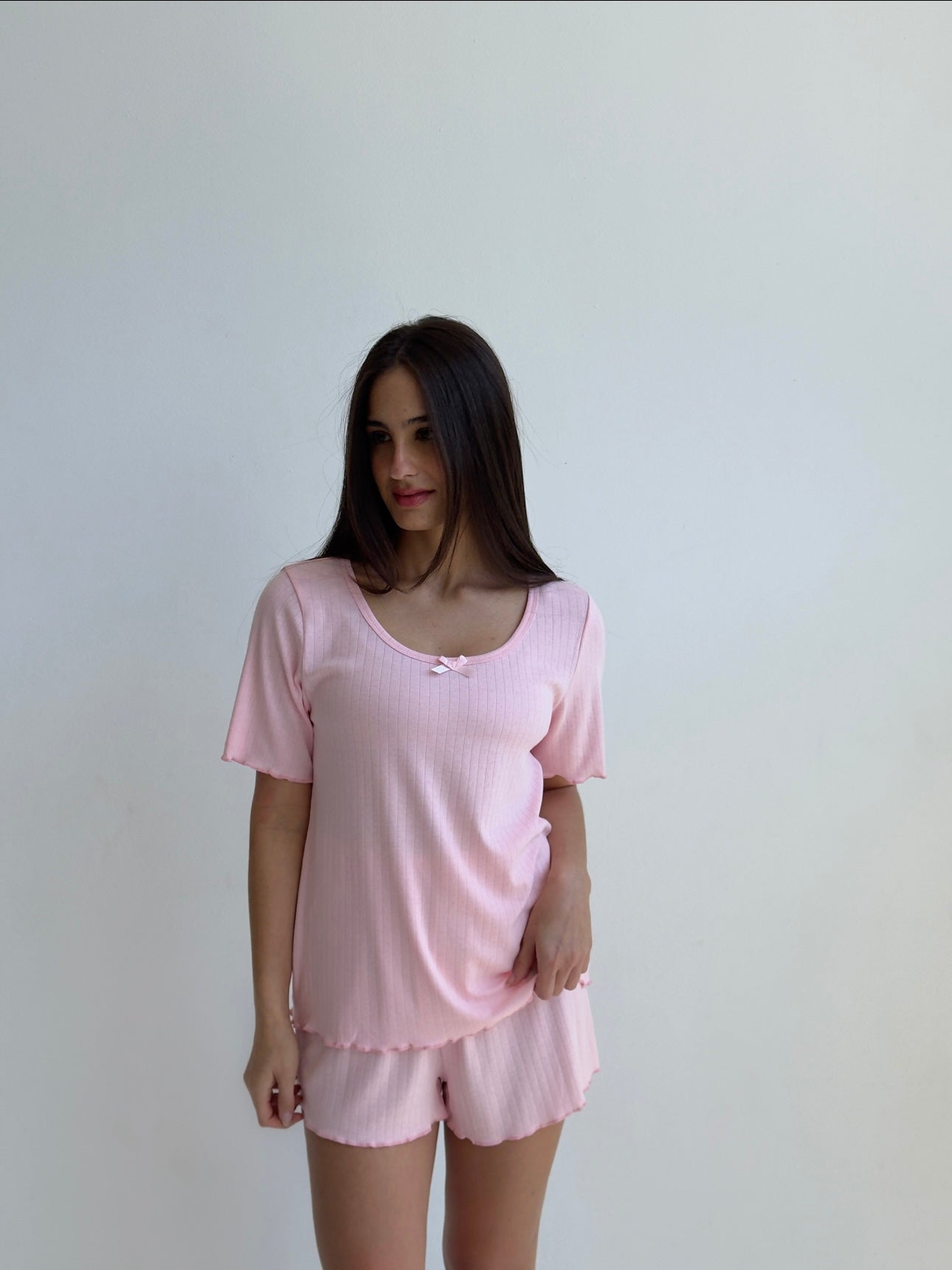 פיג׳מת לילה פוינטל ורוד עם פופיון