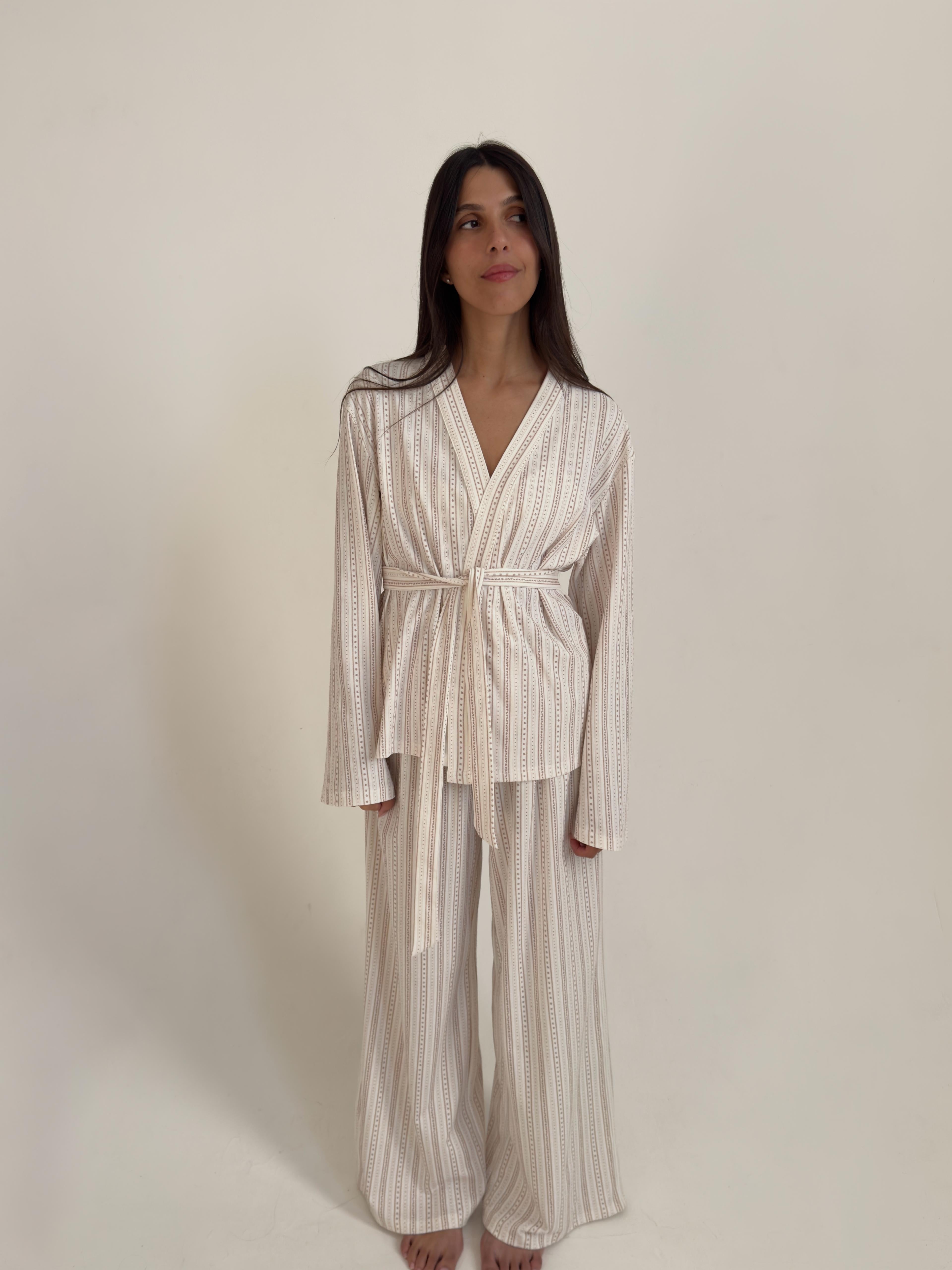 חליפת לואיס פרינט פסים חום