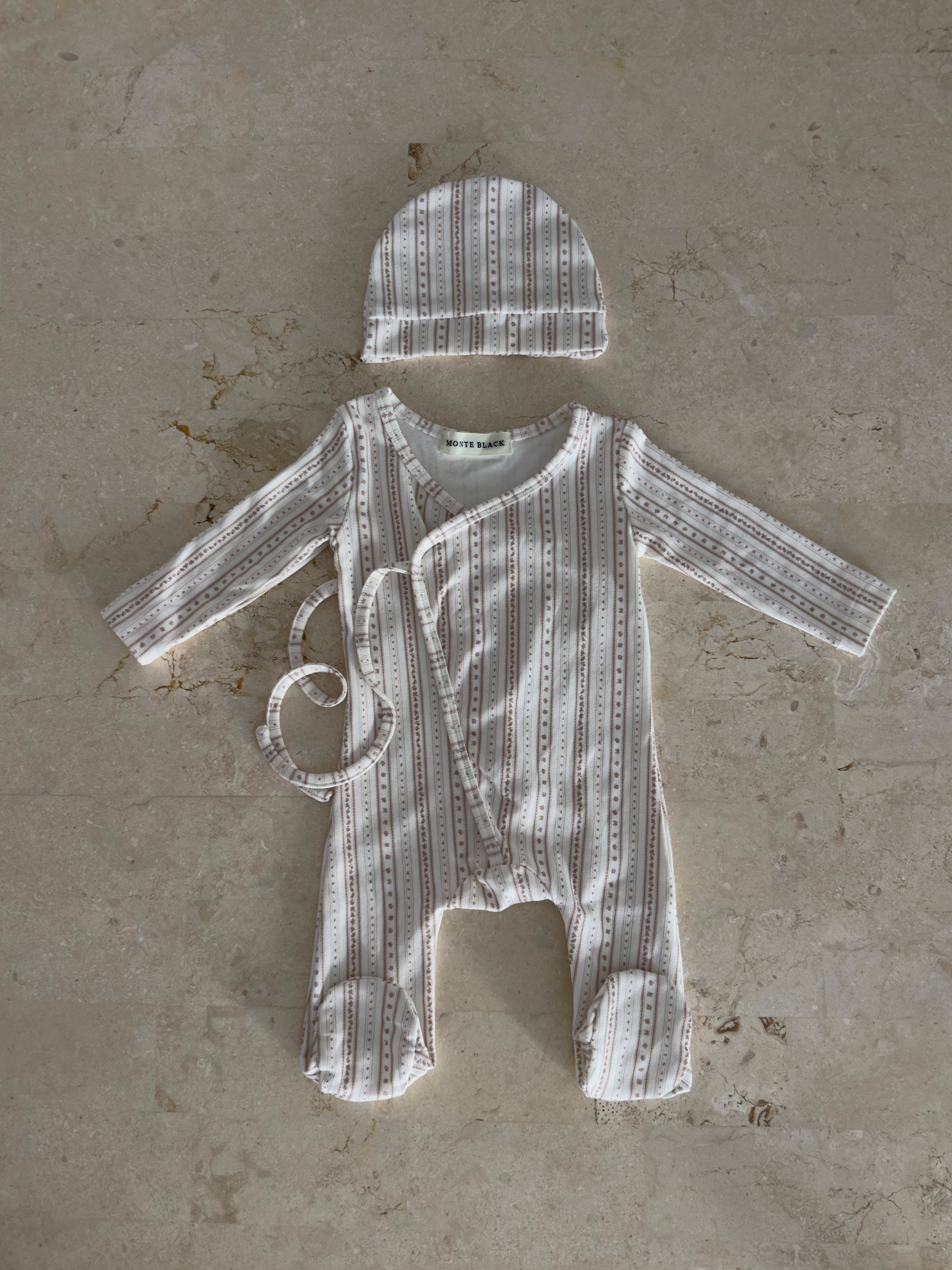 חליפת ניו בורן פרינט פסים חום