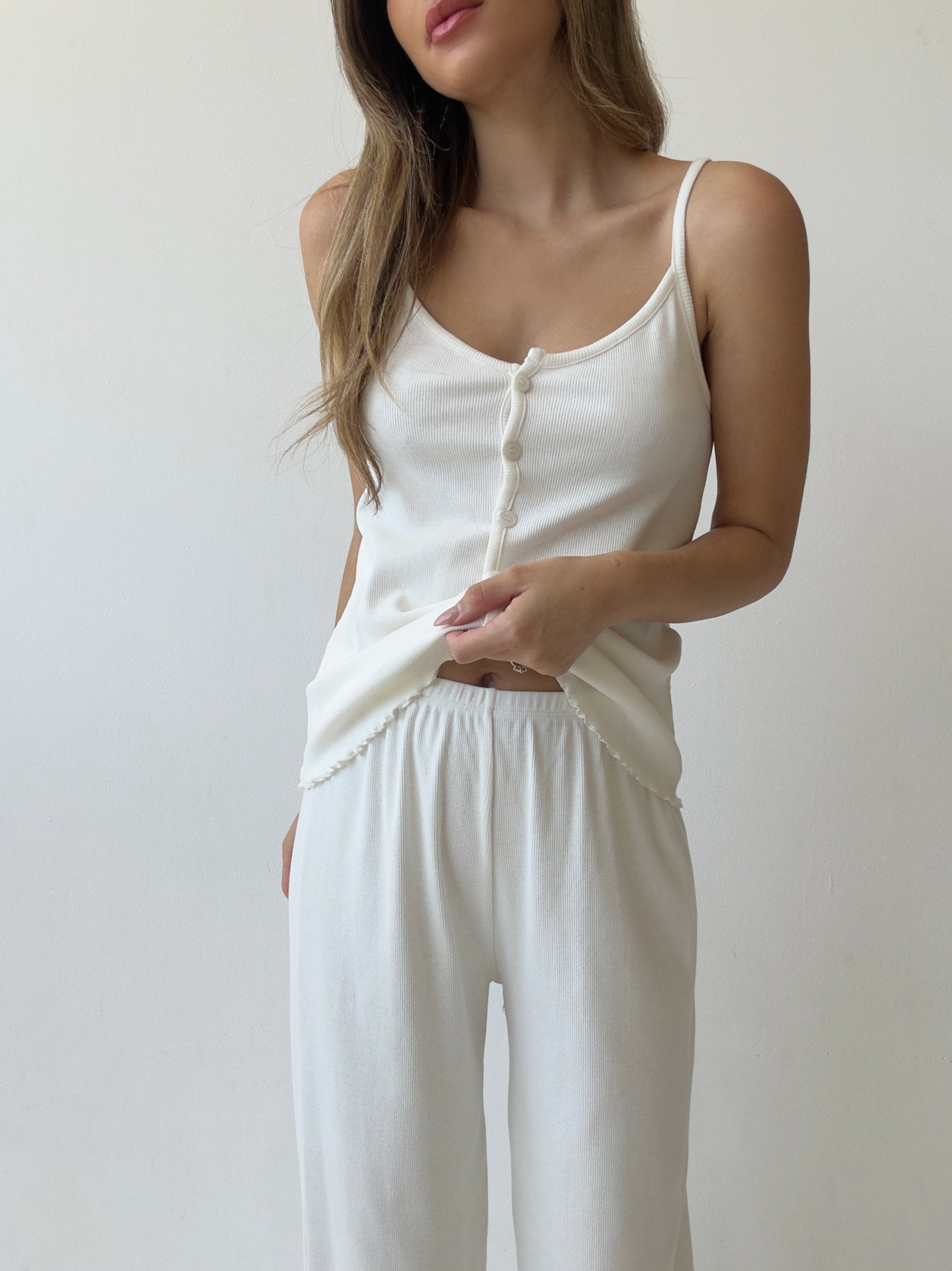 פיג׳מה פריז ריב לבן