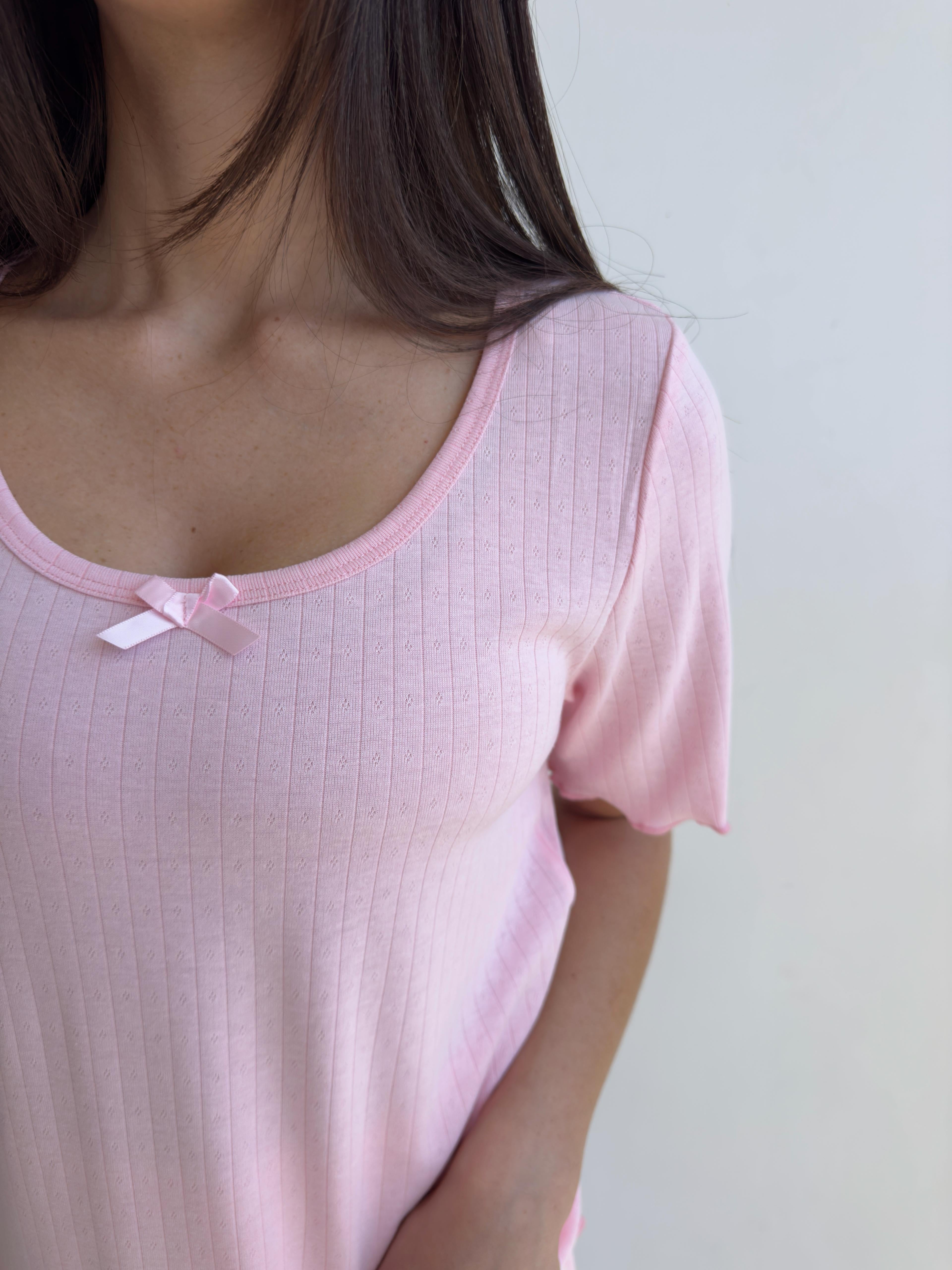 פיג׳מת לילה פוינטל ורוד עם פופיון