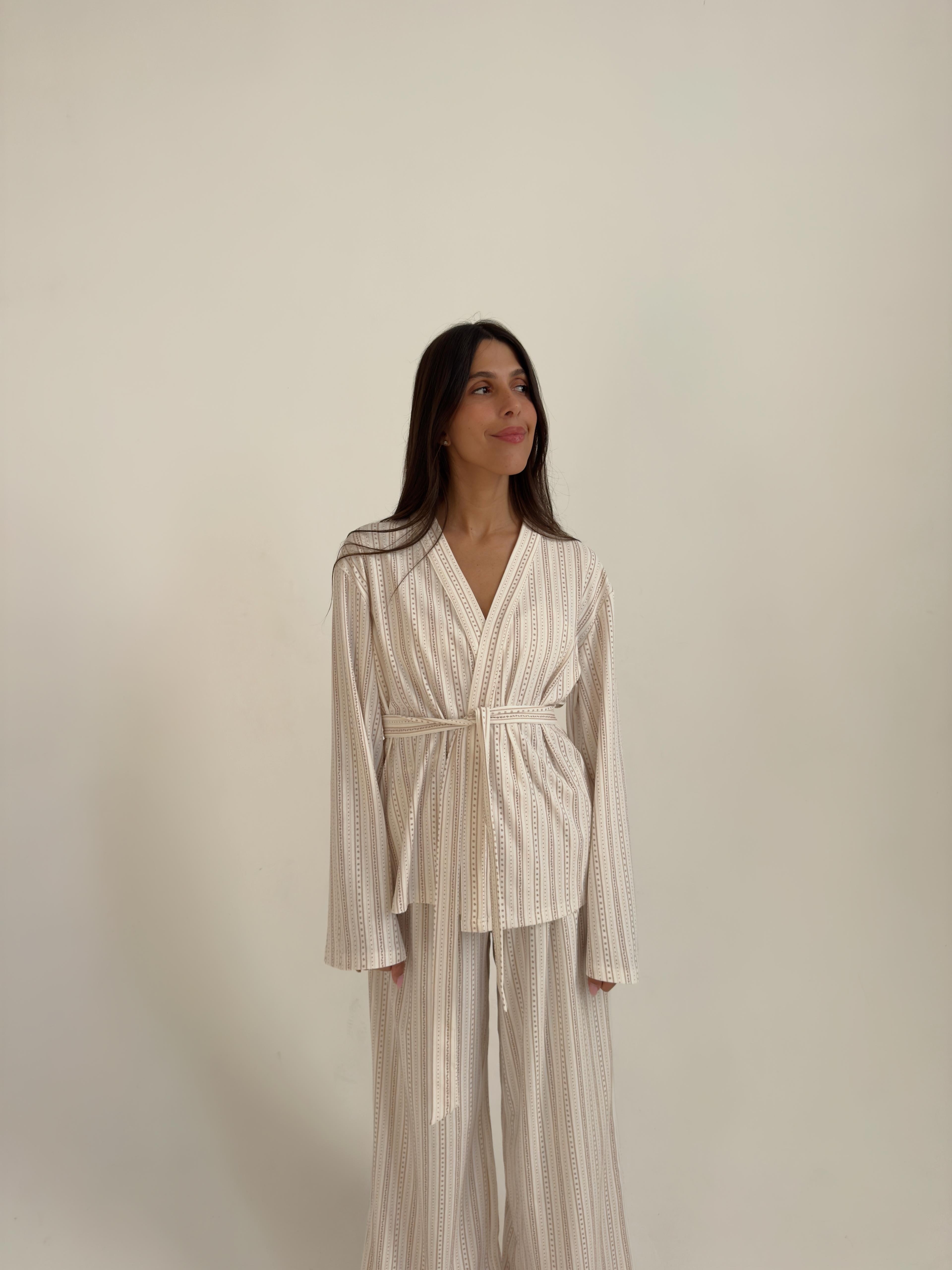 חליפת לואיס פרינט פסים חום