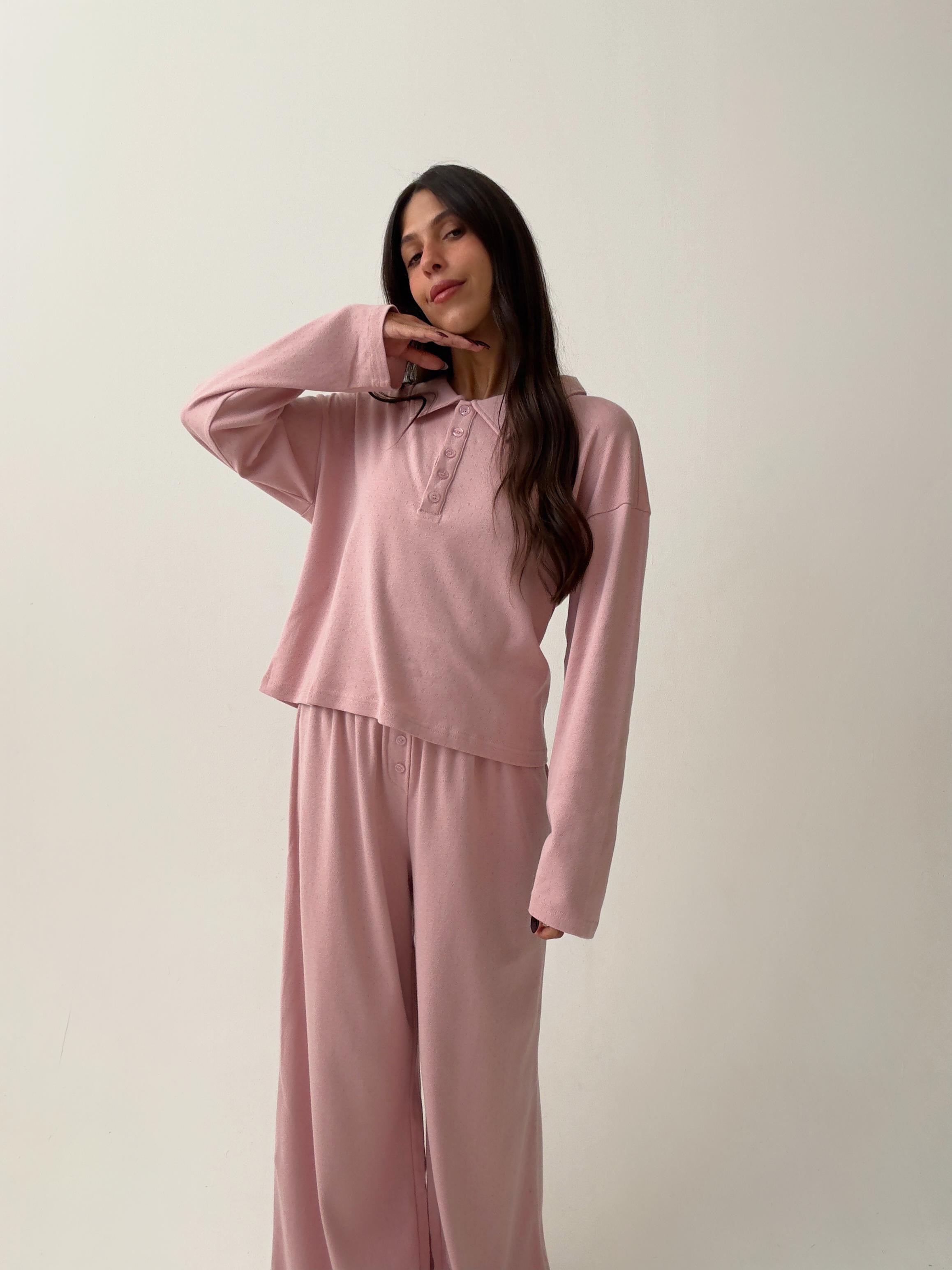 פיג׳מת פולו פוינטל ורוד