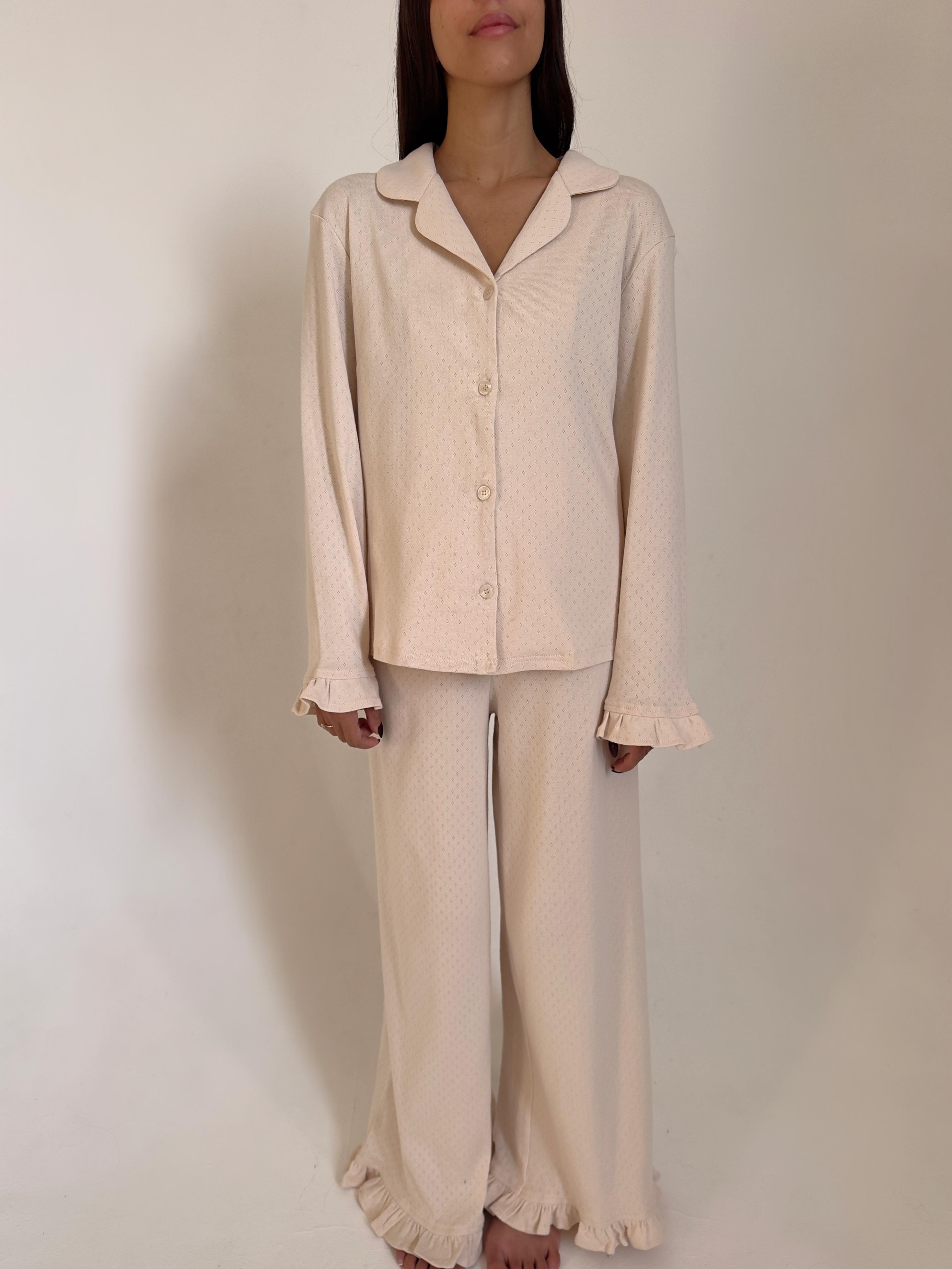 פיג׳מת ויקטוריה פונטל שמנת ארוך