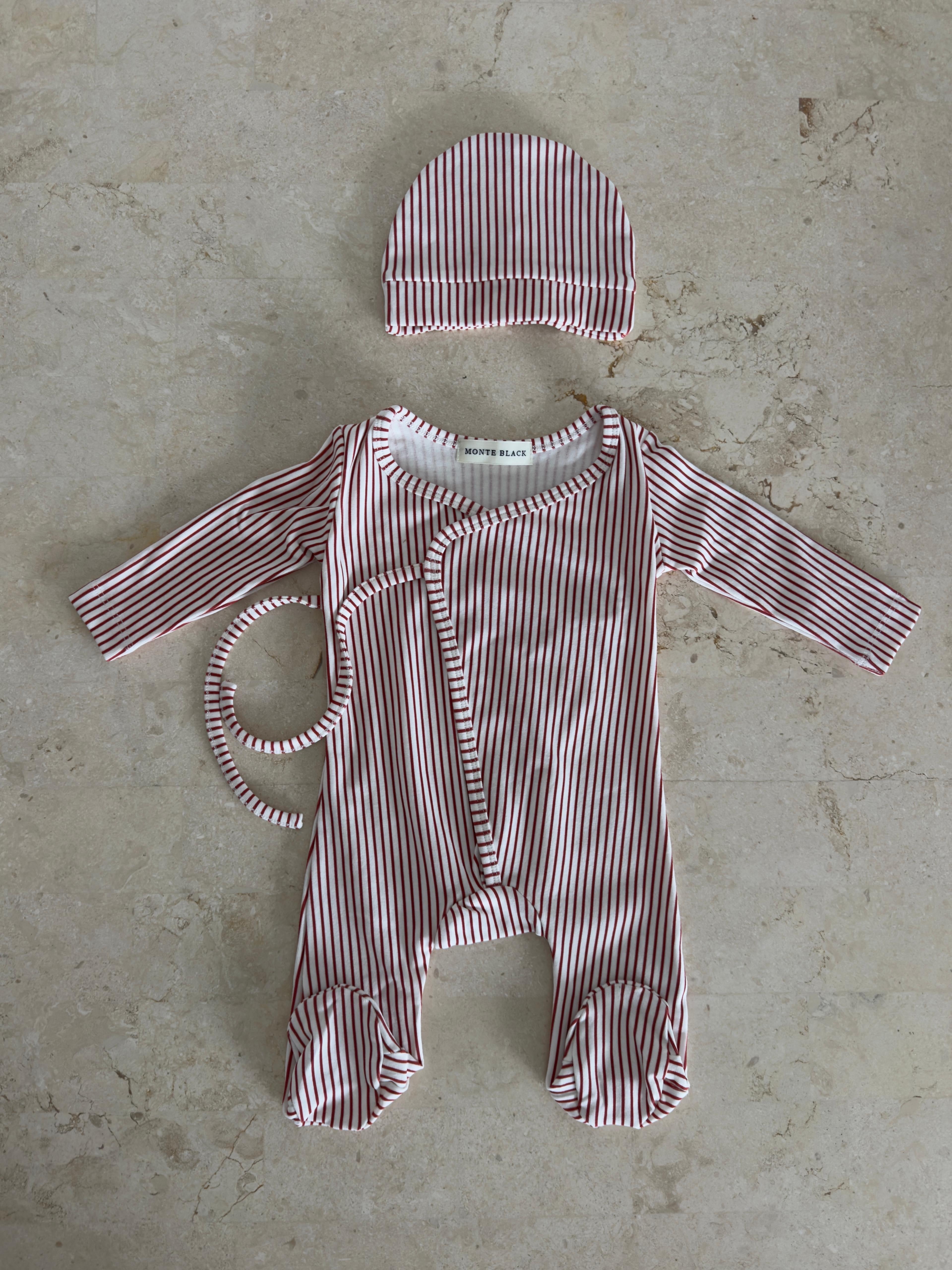 חליפת ניו בורן פרינט פסים אדום