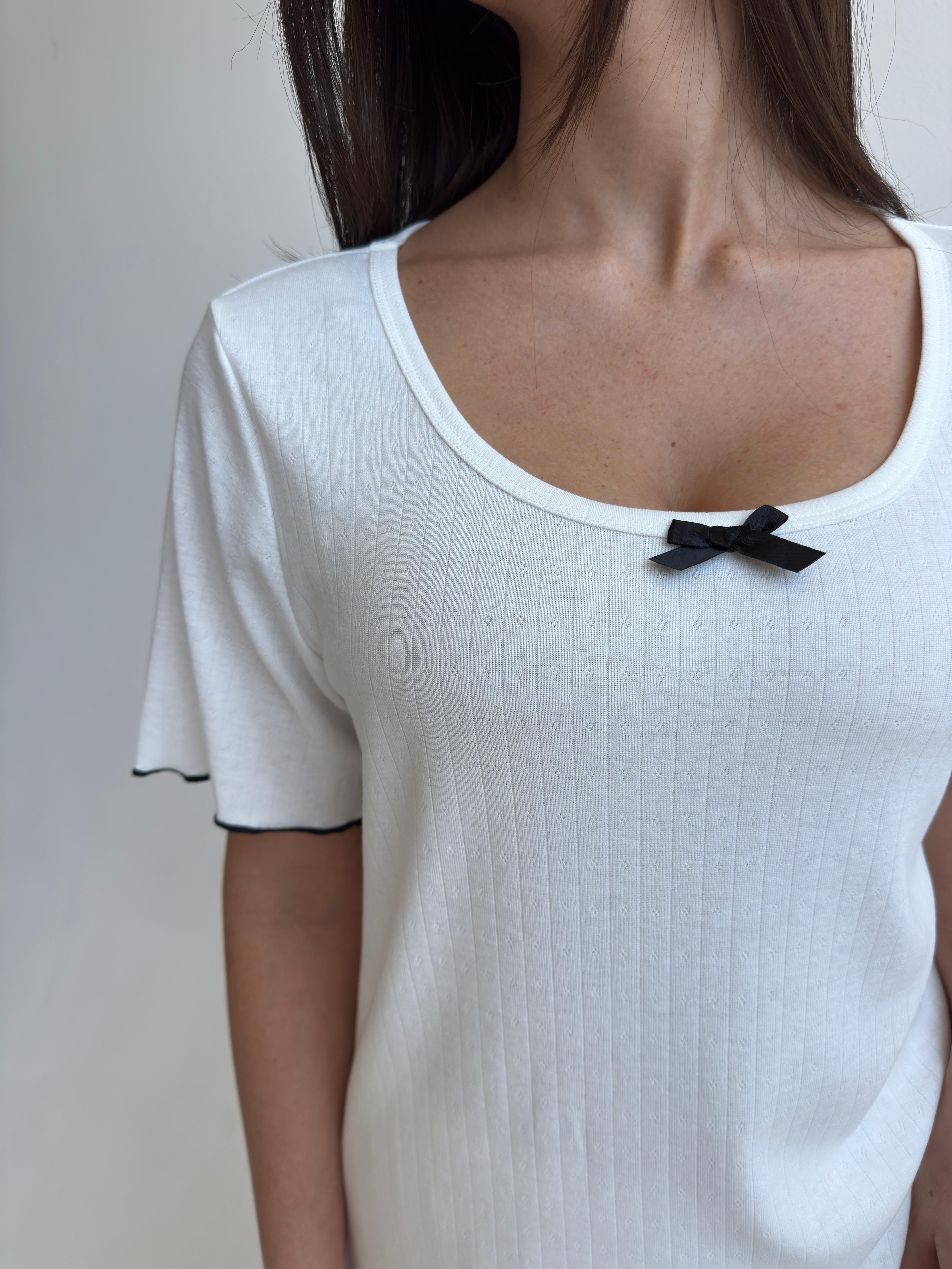 פיג׳מת לילה פוינטל לבן עם פופיון