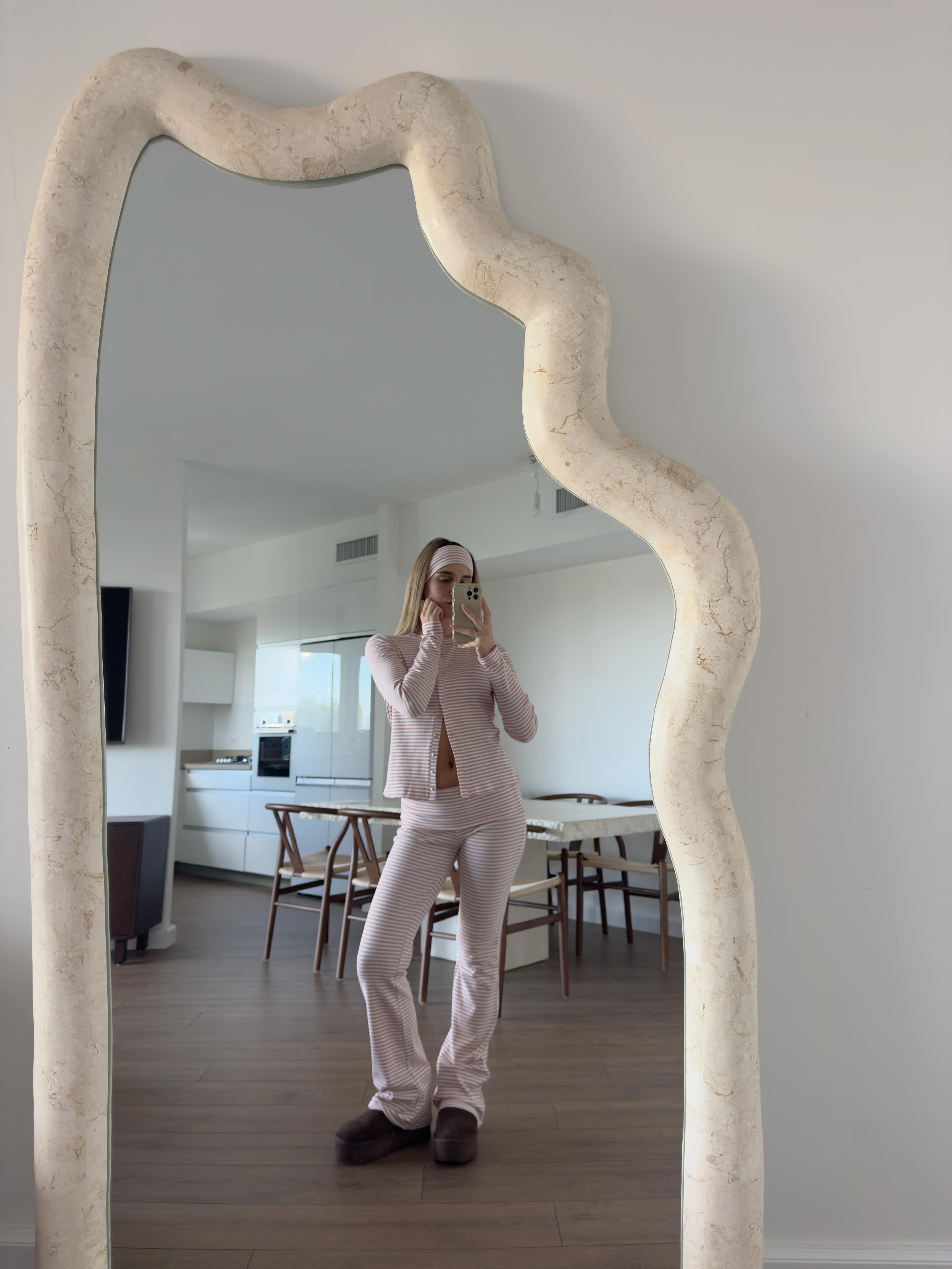 חליפת פנאי אמבר פסים ורוד בד ריב