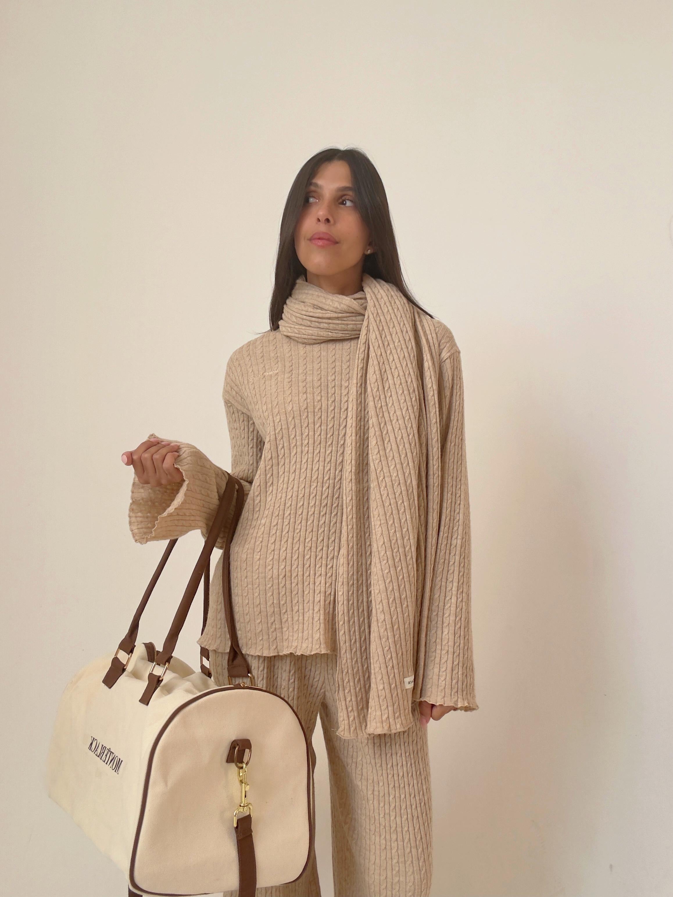 חליפת לונה סרוגה קאמל