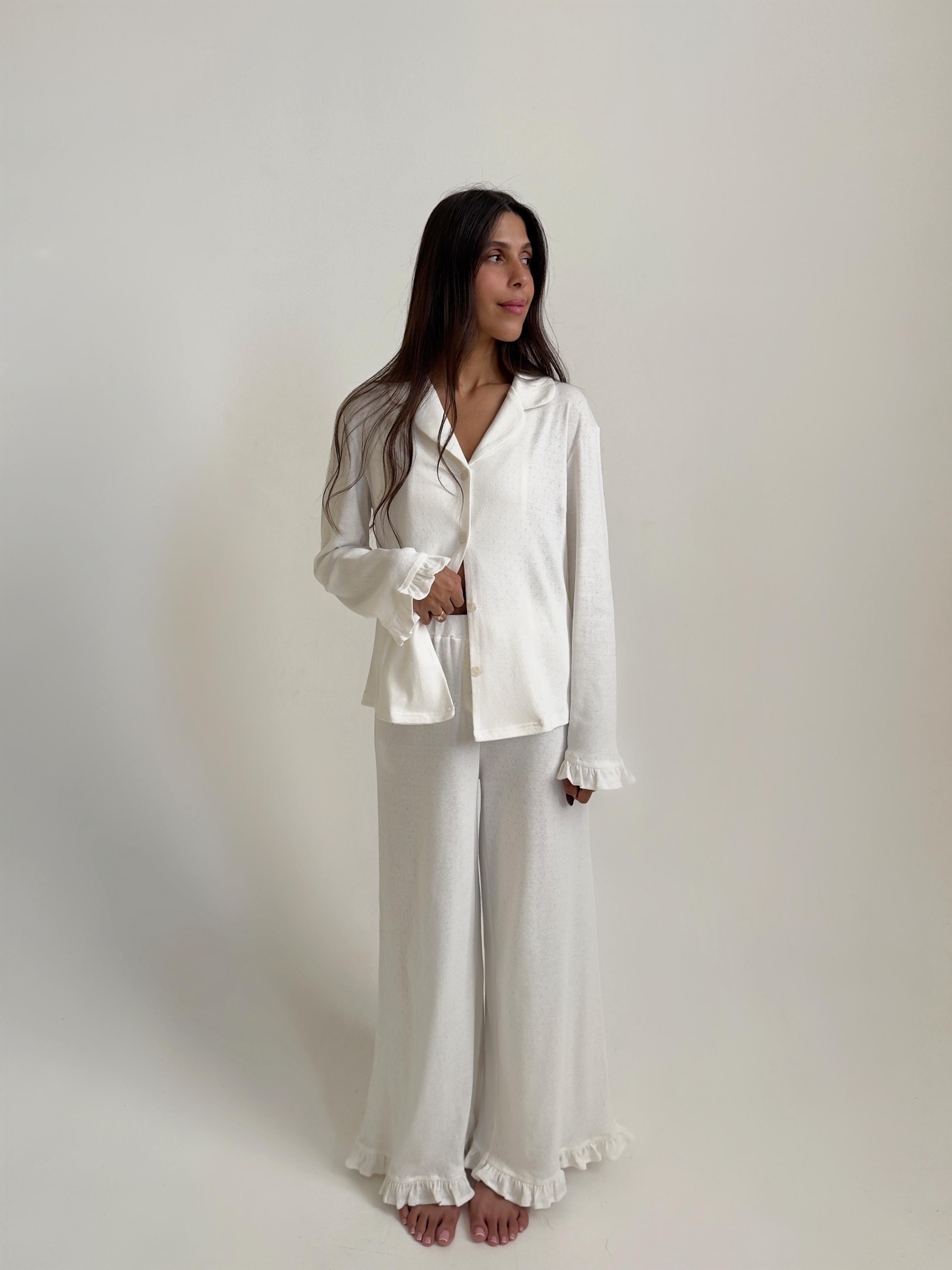 פיג׳מת ויקטוריה פונטל לבן ארוך