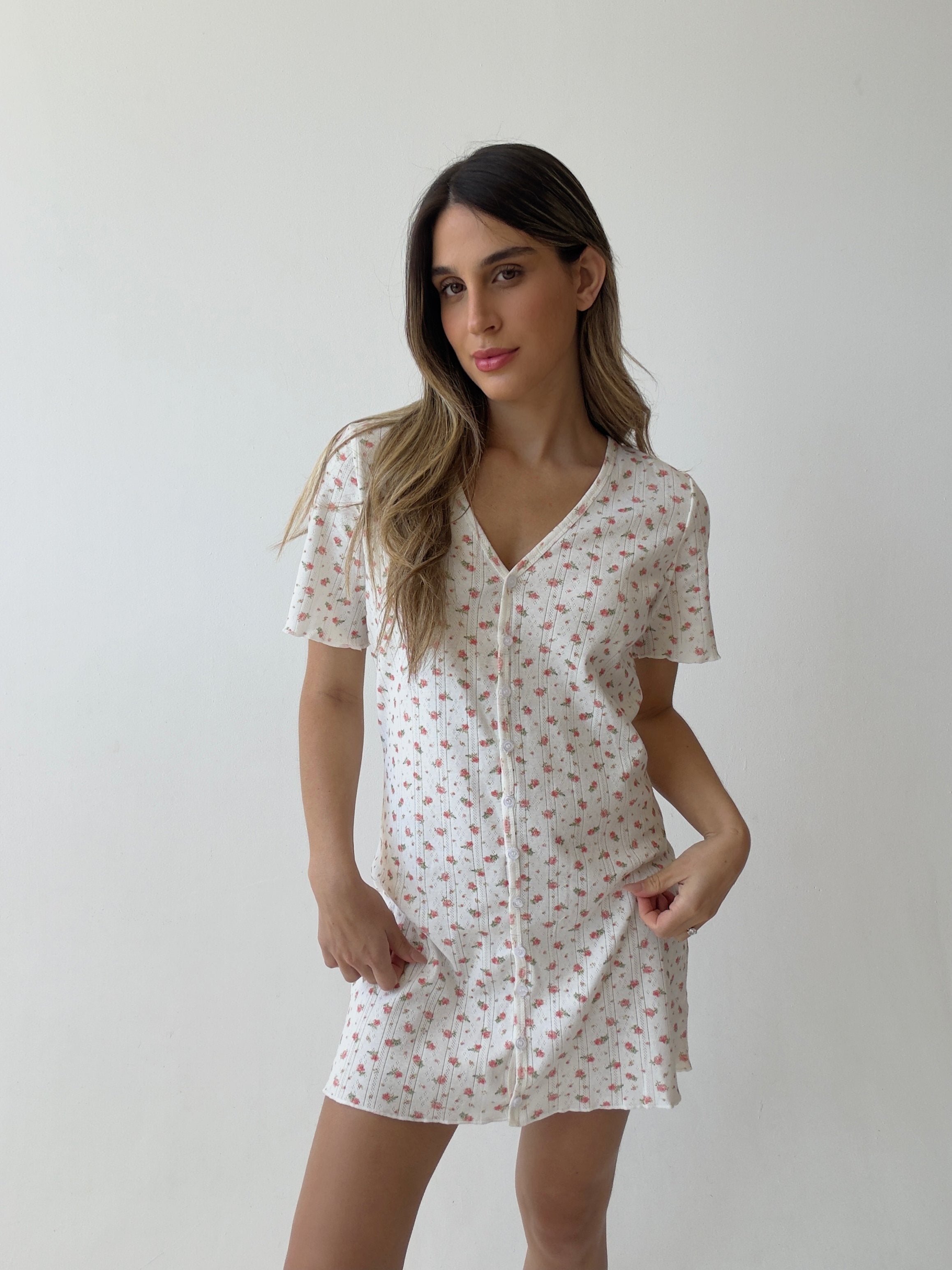 כותנת דניאלה פונטל פרחים אדומים