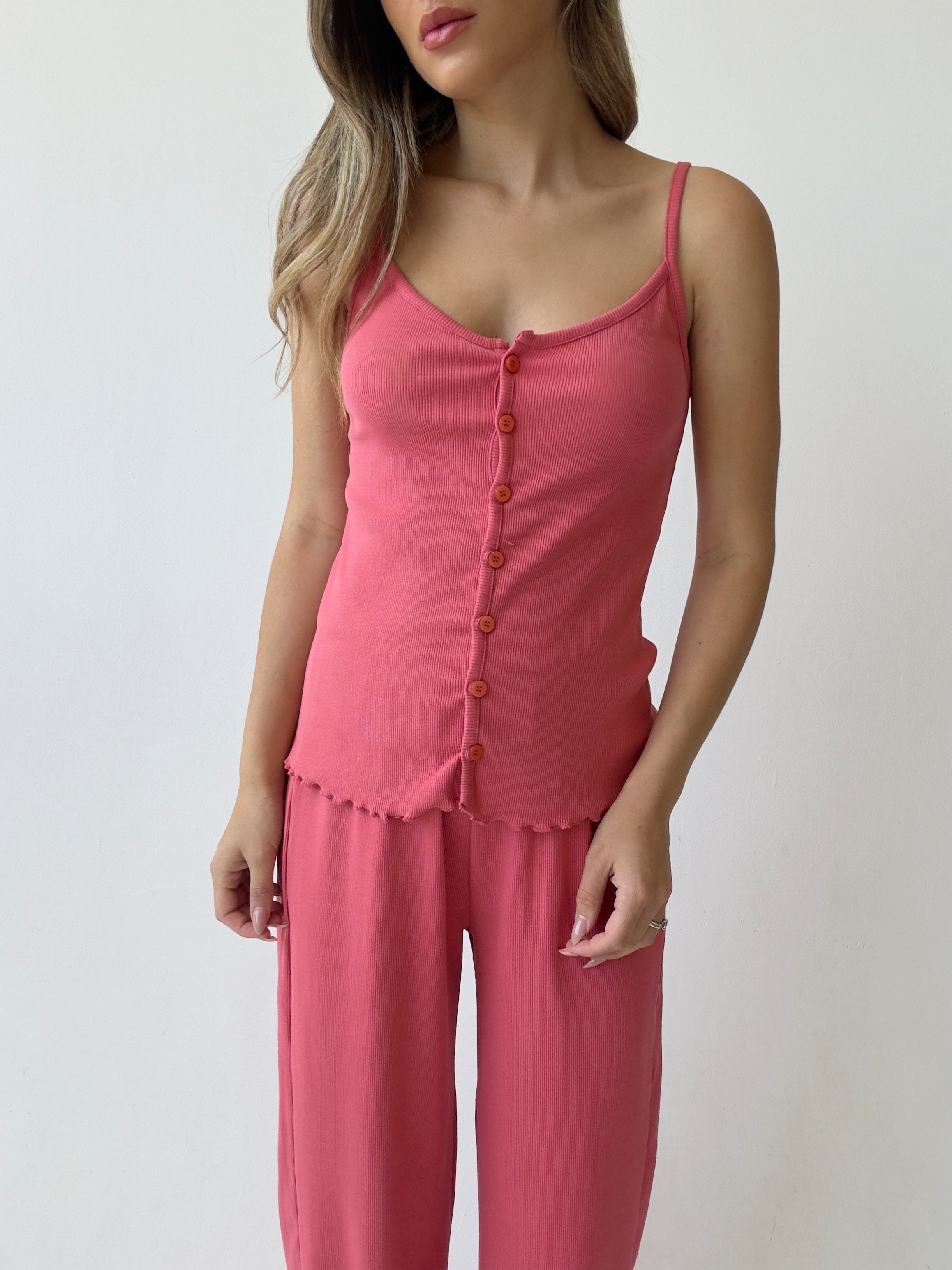 פיג׳מה פריז ריב ורוד