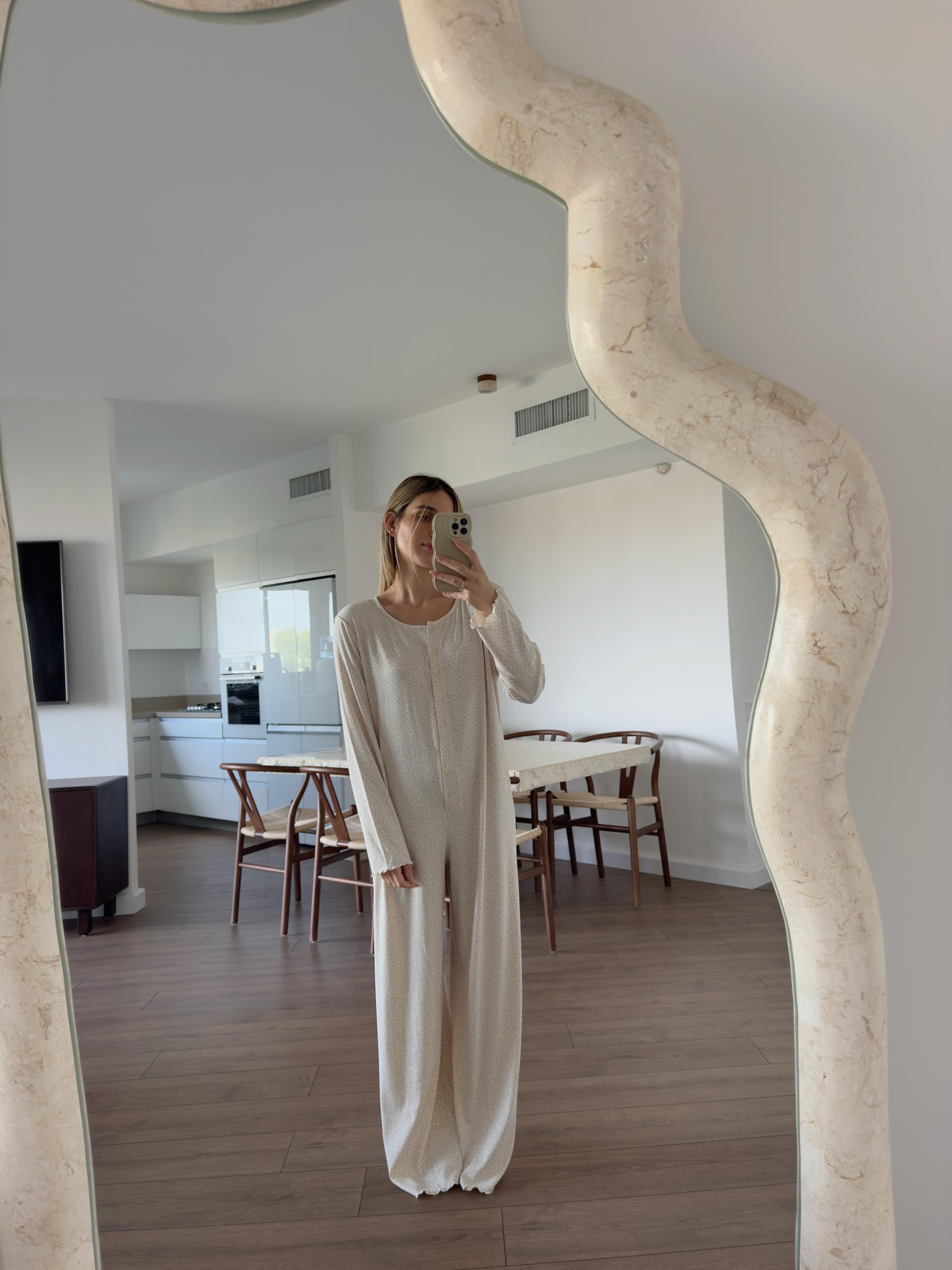 פיג׳מת אוברול דולצ׳ה ריב פרינט מנומר