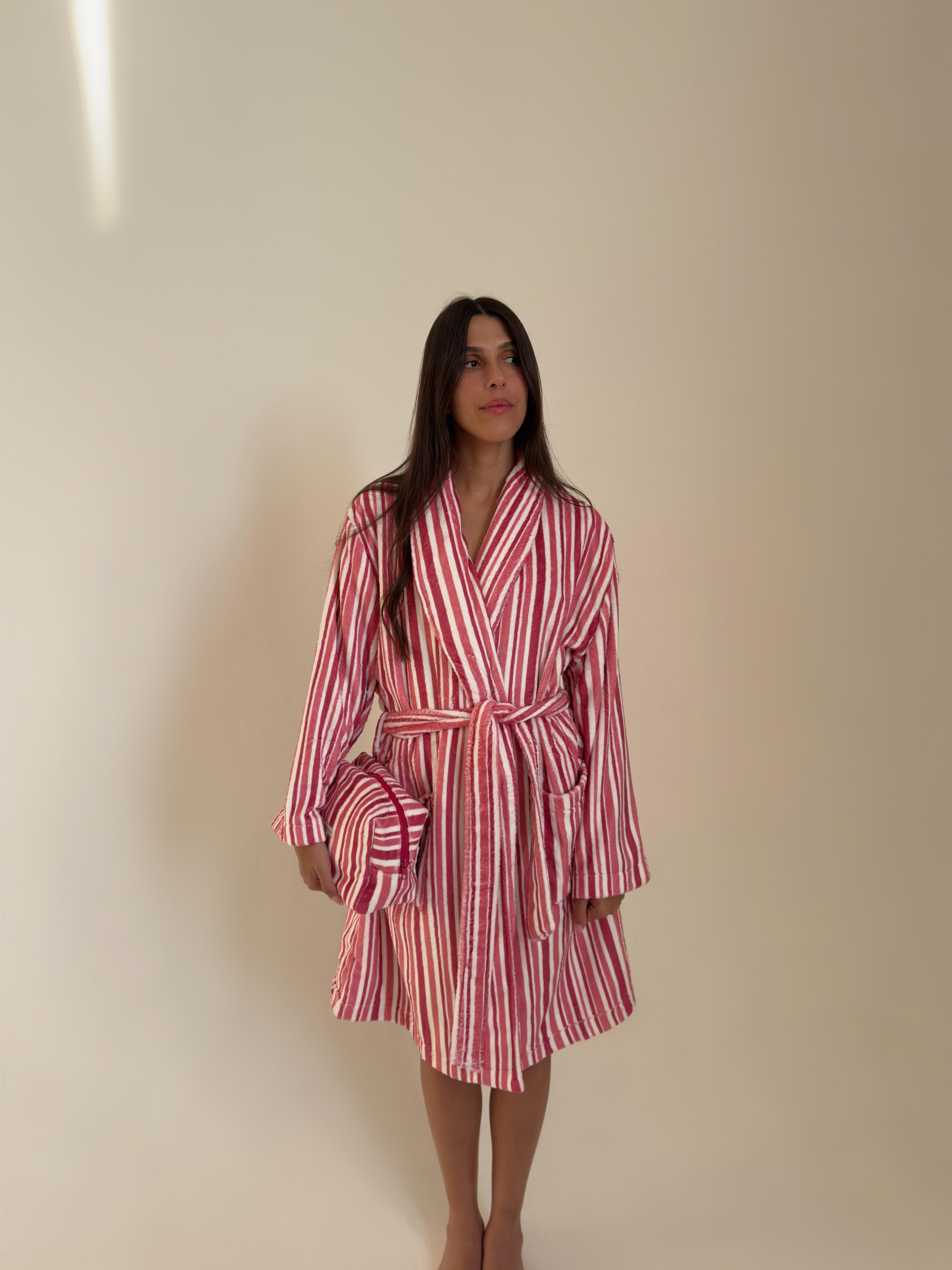 חלוק בית פרוותי פרינט פסים גוון ורוד