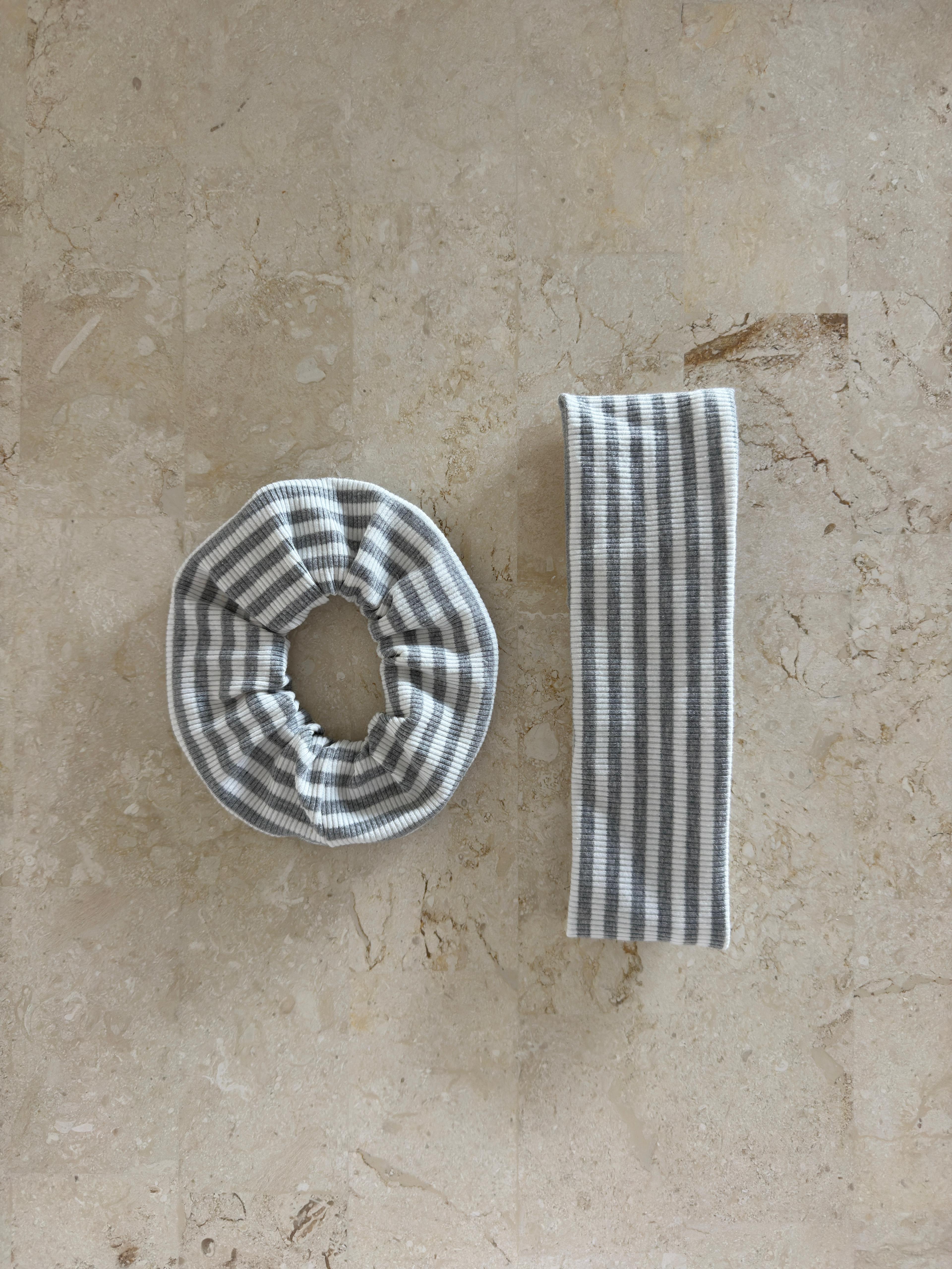 סט לשיער ריב פסים אפור