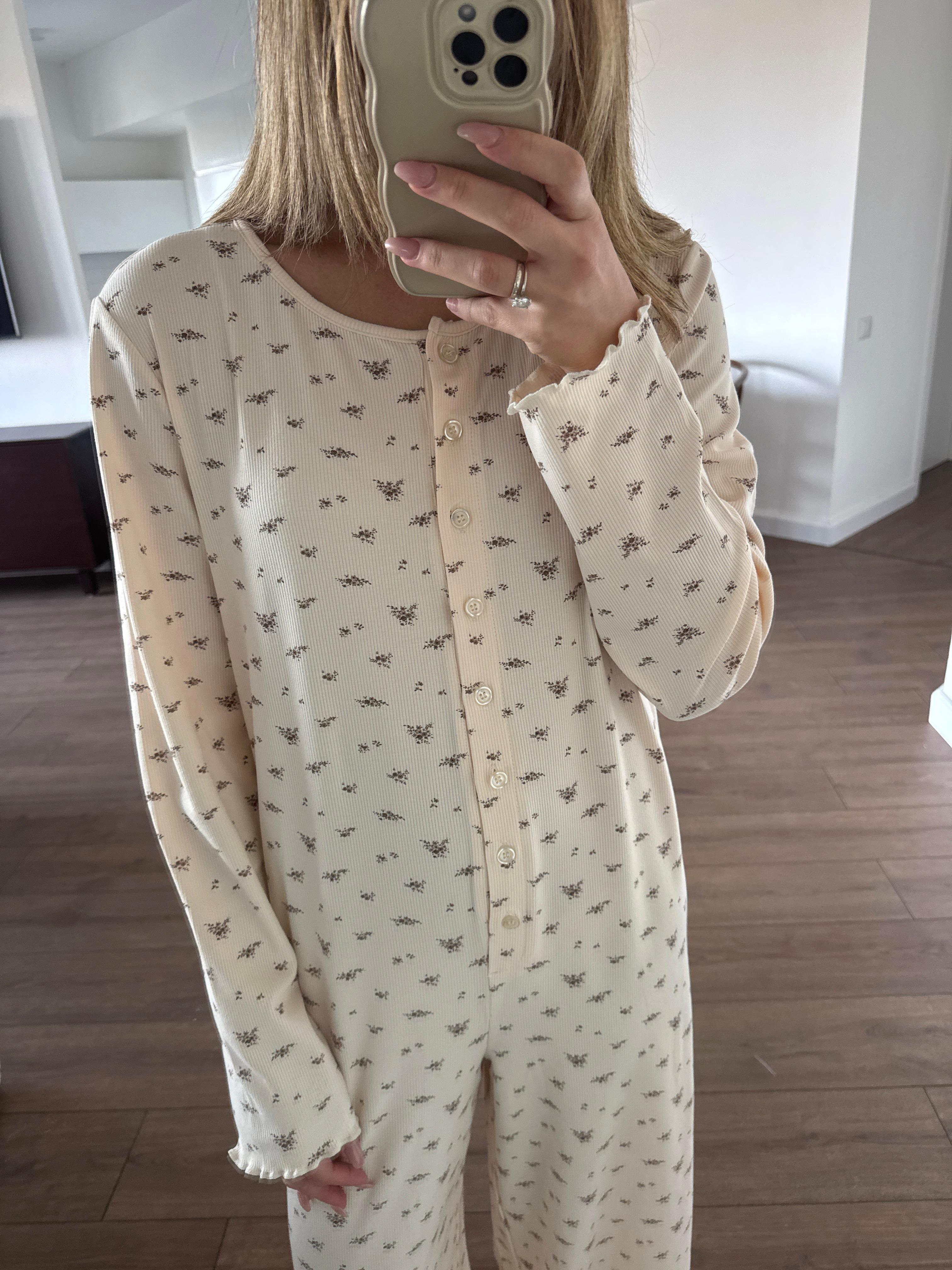 פיג׳מת אוברול דולצ׳ה ריב פרינט פרחים