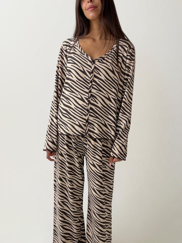 Πιτζάμα Daniella Rib Zebra