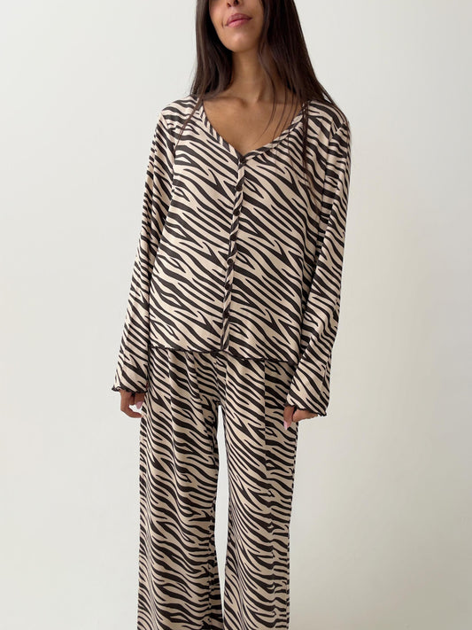 Πιτζάμα Daniella Rib Zebra