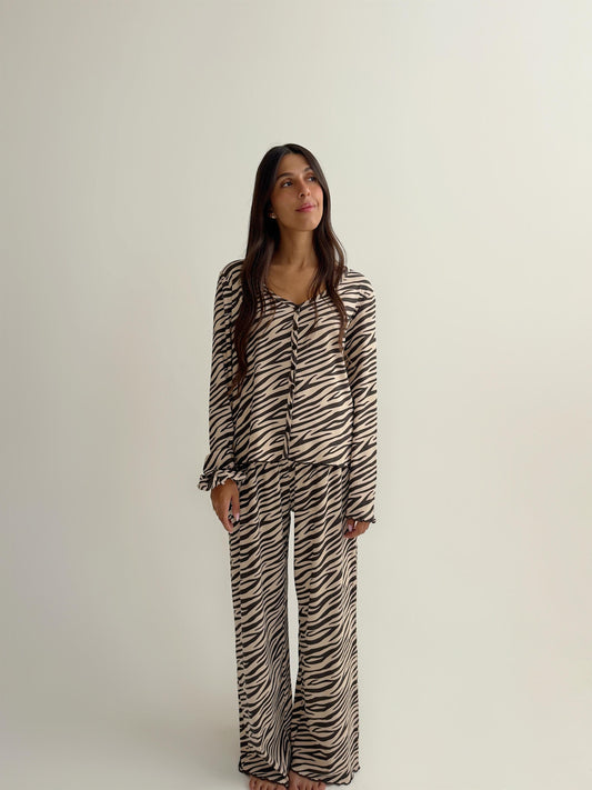 Πιτζάμα Daniella Rib Zebra