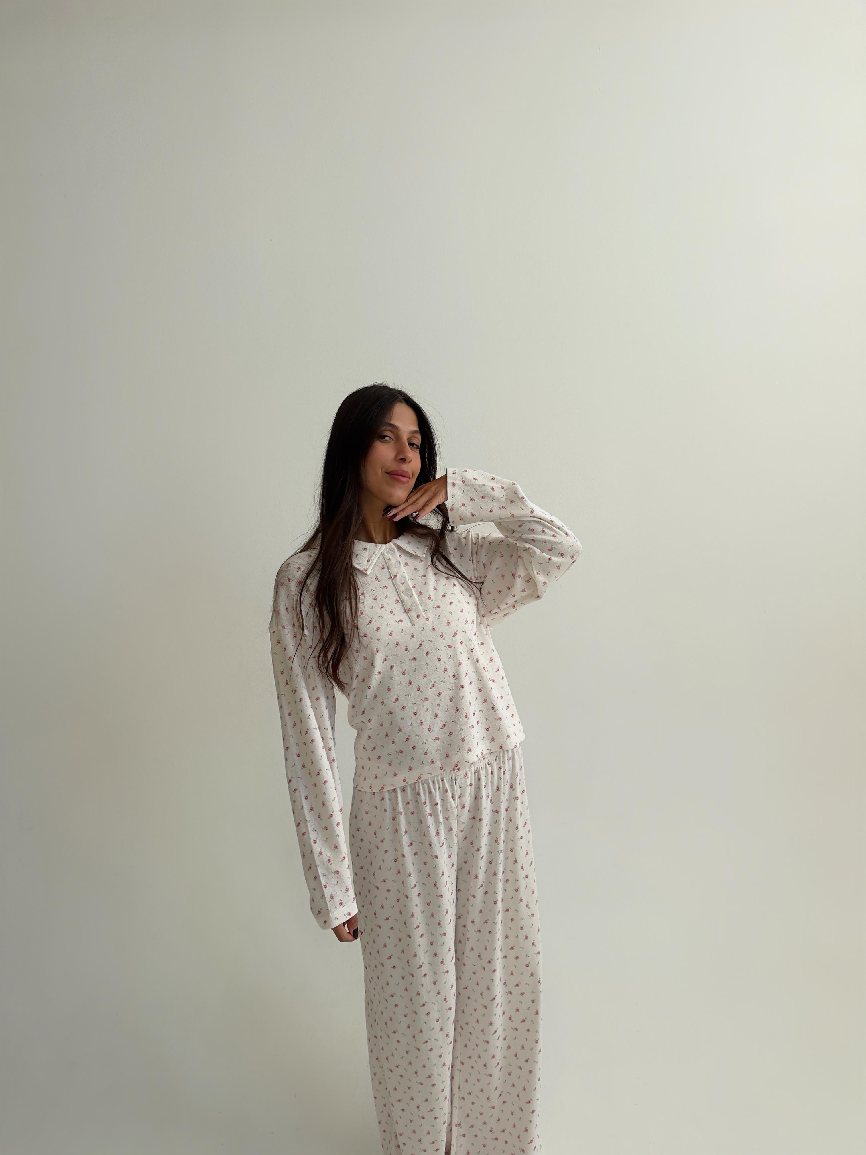 פיג׳מת פולו פונטל פרינט פרחוני