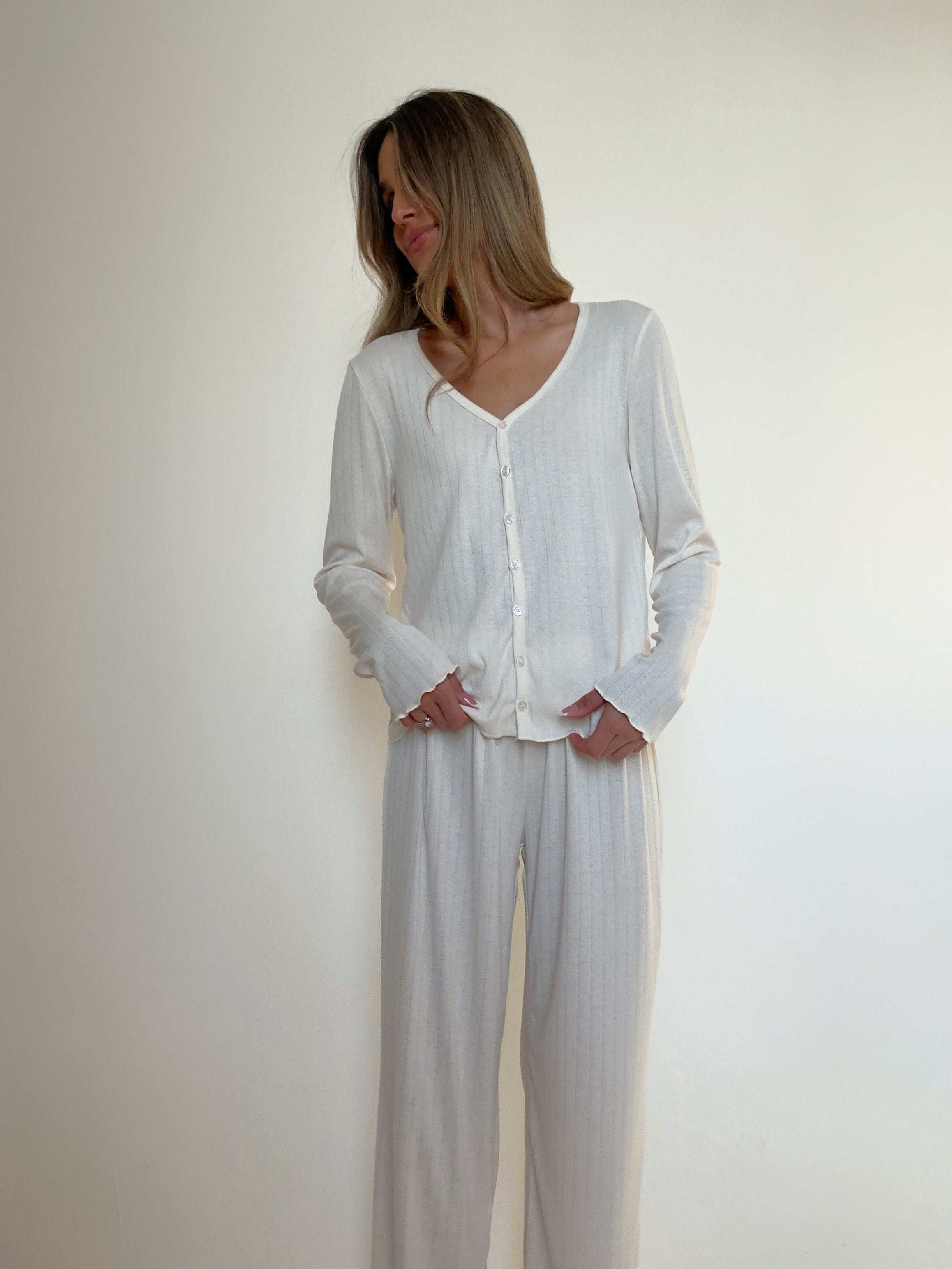 Danielle crèam fontal Pajamas In cotton