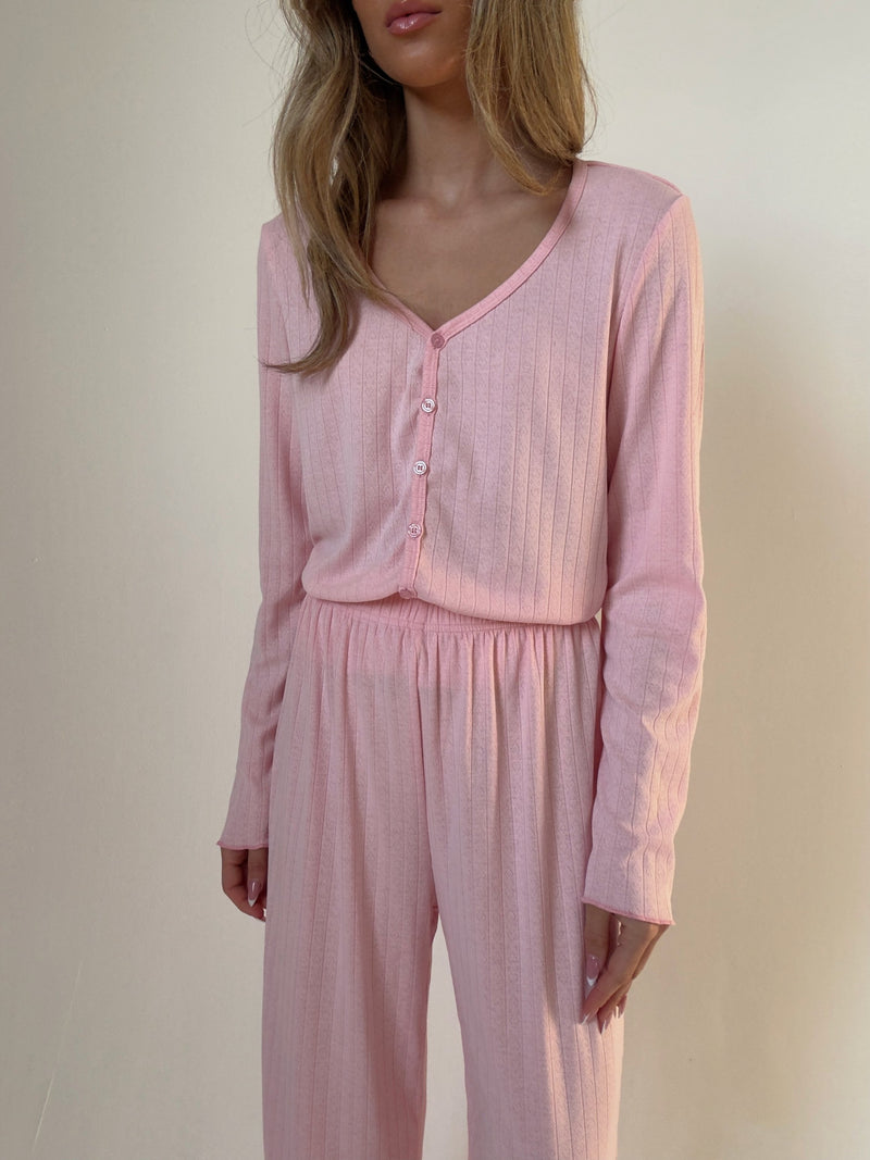 Danielle pink fontal Pajamas In cotton