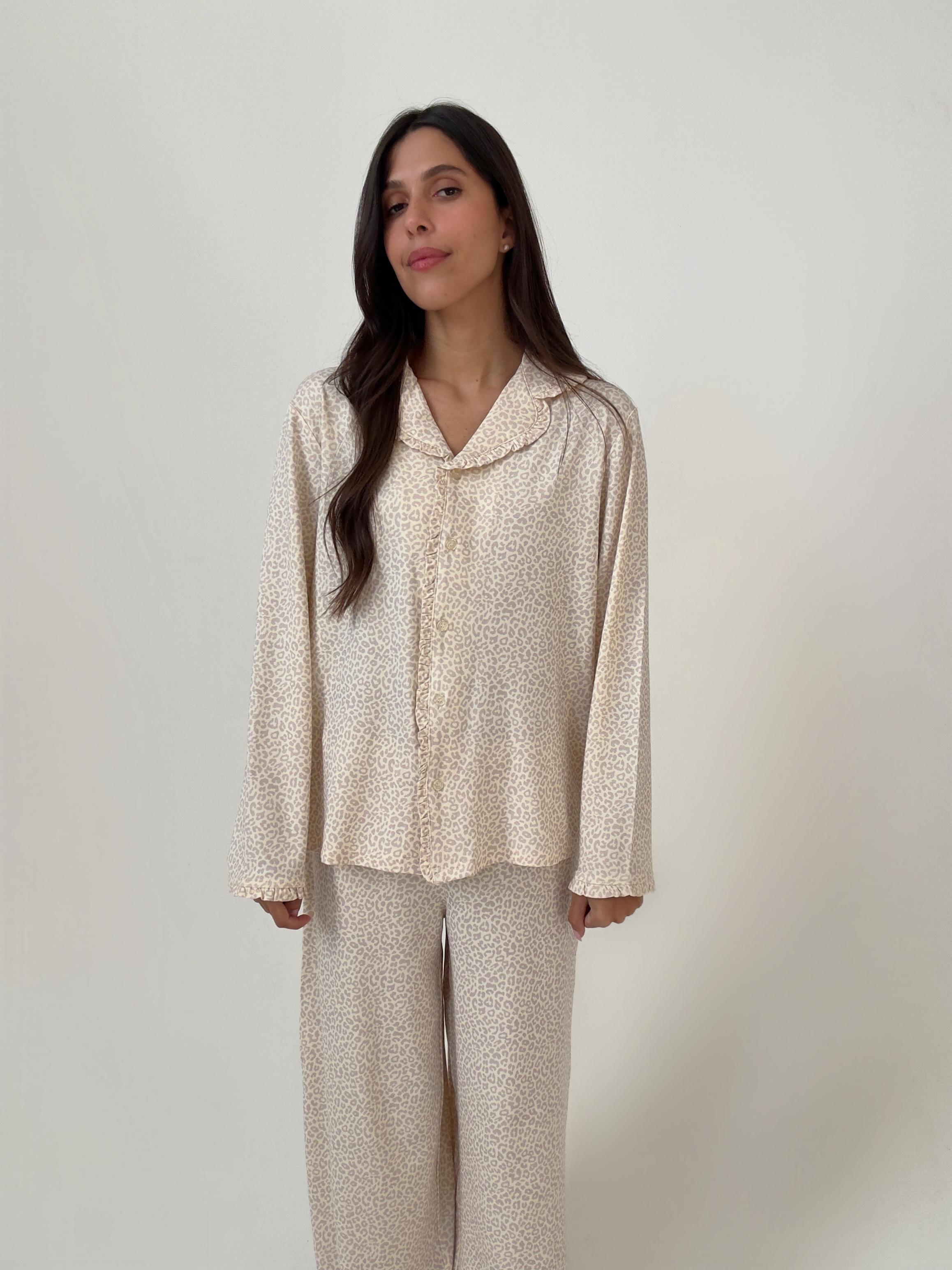 פיג׳מת אלנה מסגרת מלמלות פרינט מנומר