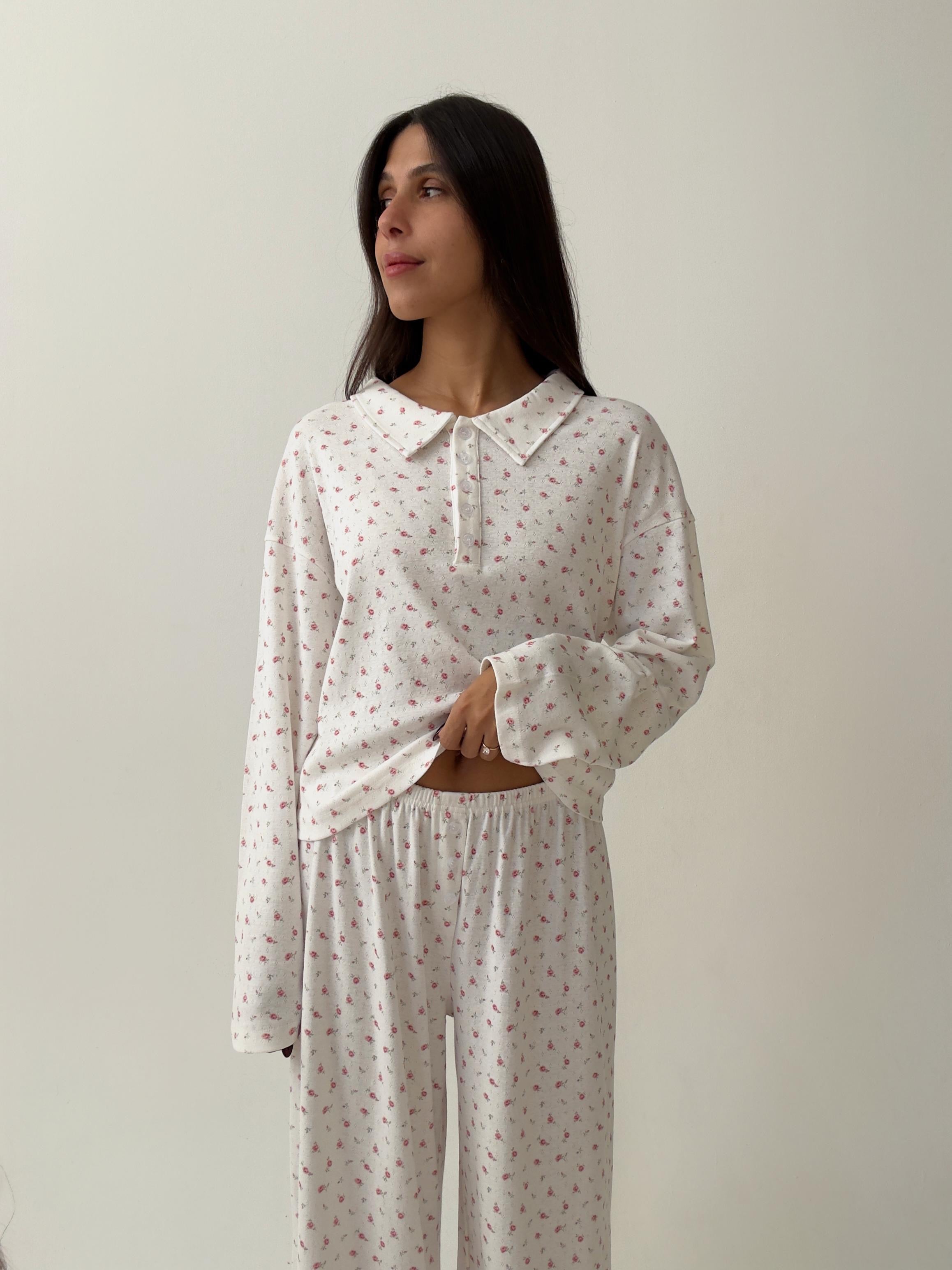 פיג׳מת פולו פונטל פרינט פרחוני