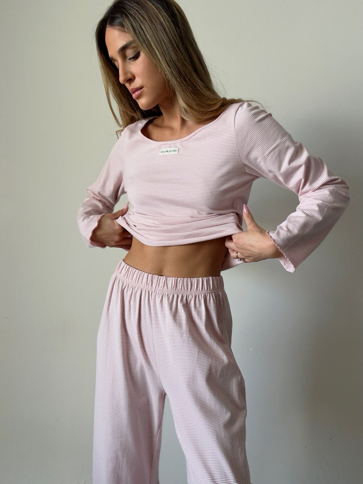 Lila pink stripes Pajamas In cotton