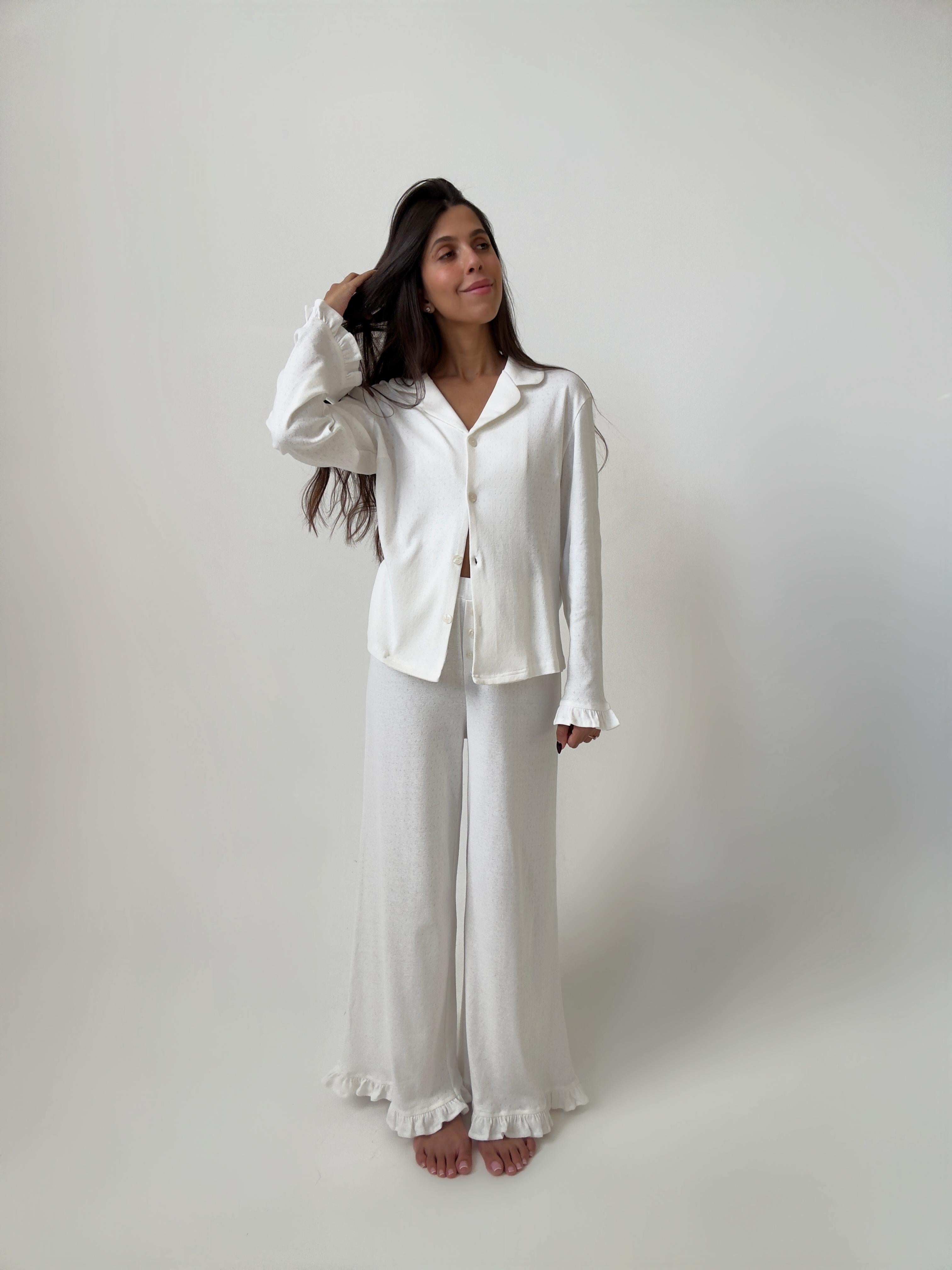 פיג׳מת ויקטוריה פונטל לבן ארוך