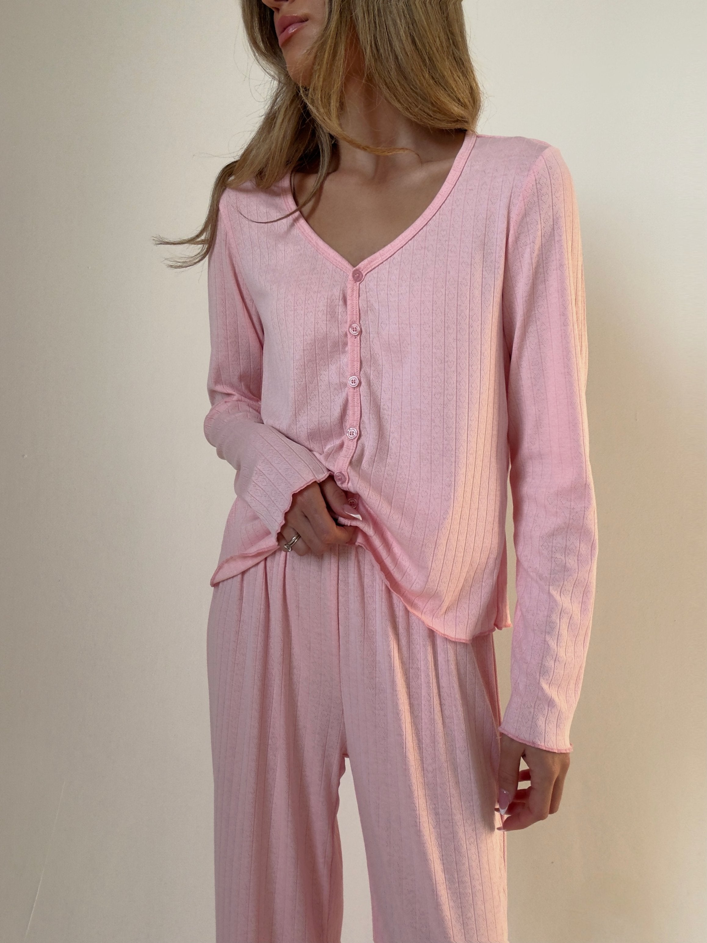 Danielle pink fontal Pajamas In cotton