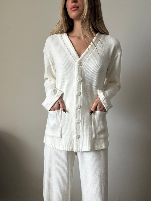 Halsey White knitted Suit