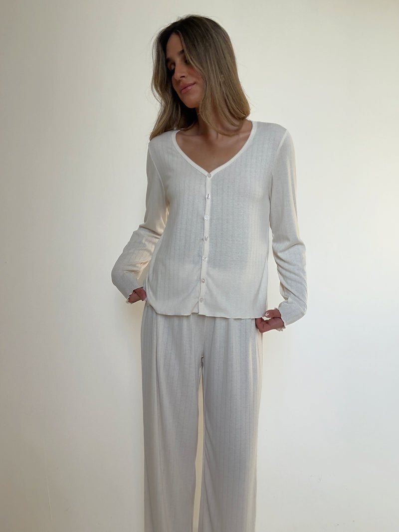 Danielle crèam fontal Pajamas In cotton