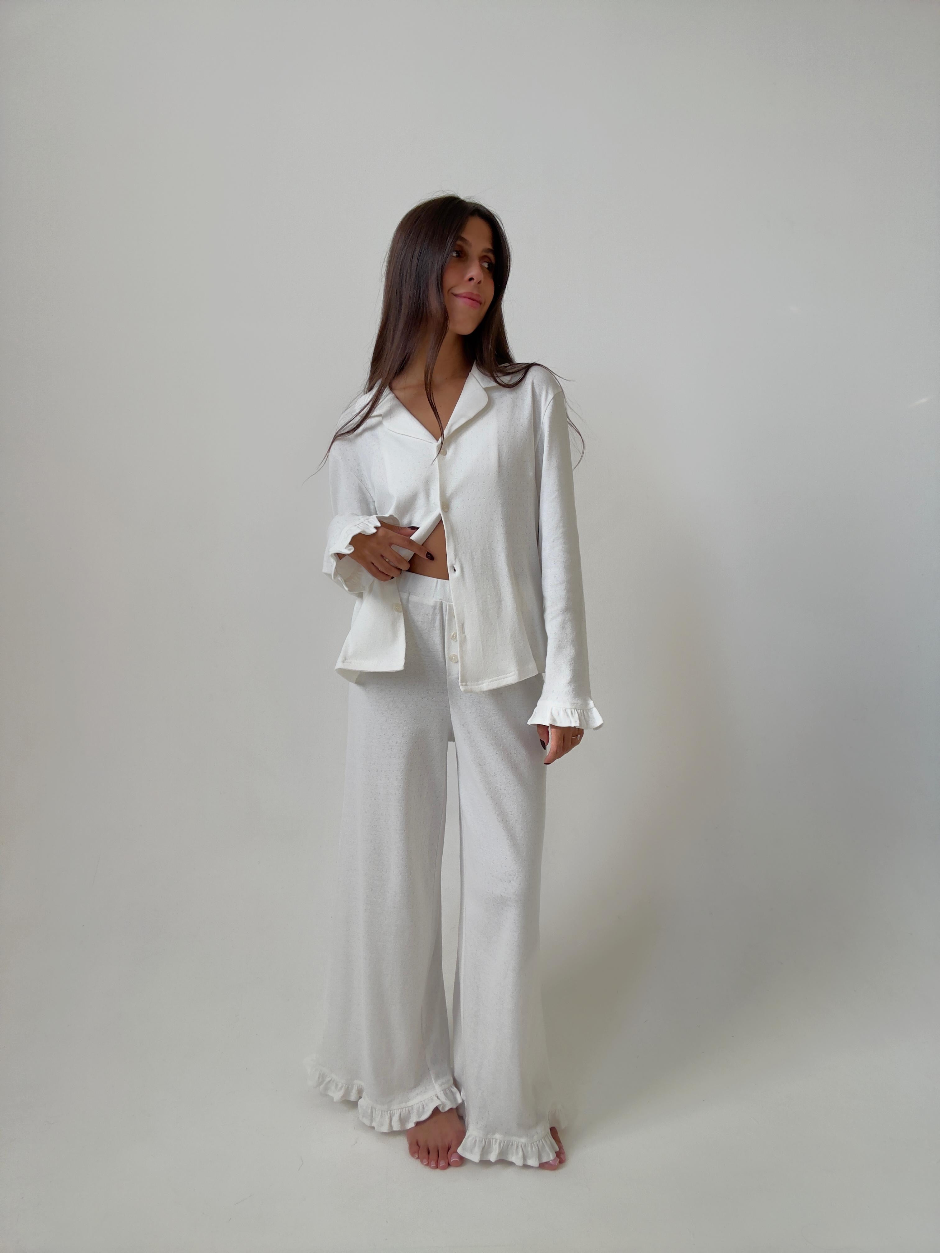 פיג׳מת ויקטוריה פונטל לבן ארוך