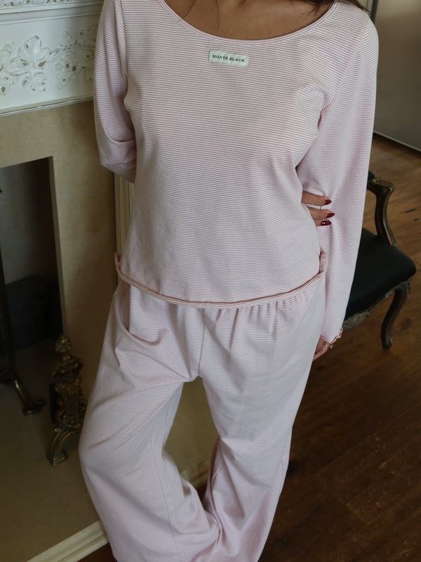 Lila pink stripes Pajamas In cotton