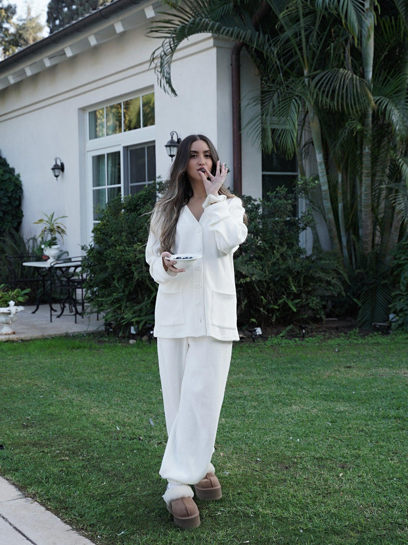 Halsey White knitted Suit