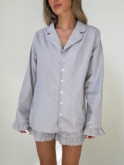 Yves Matte gray Checked Cotton Pajamas