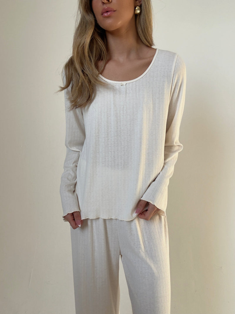 Lila crèam fontal Pajamas In cotton