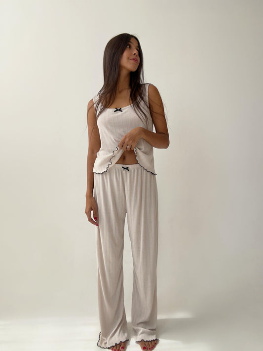 Πιζάμα Lauren Pointelle Stone Babylock Μαύρο