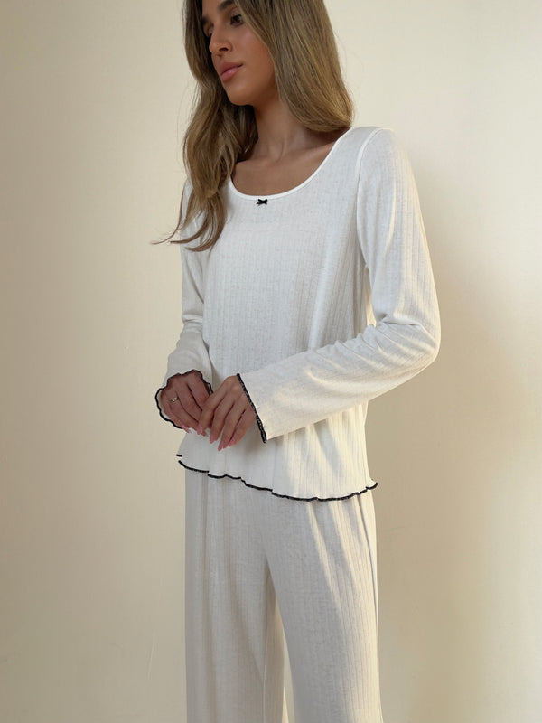 Lila crèam and black fontal Pajamas In cotton