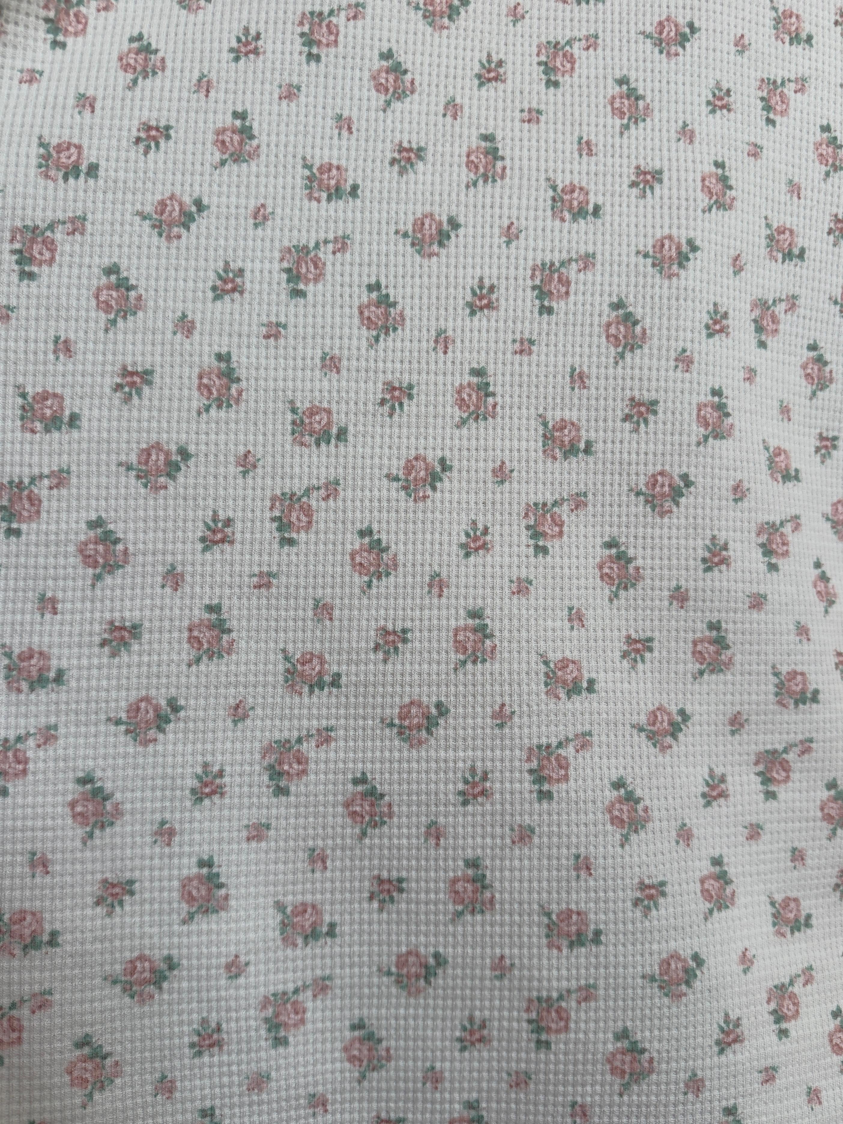 פיג׳מת קלי וואפל דק פרחוני אפרסק