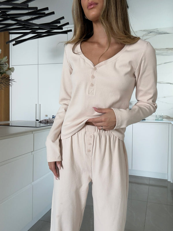 Tory camel rib Pajamas In cotton