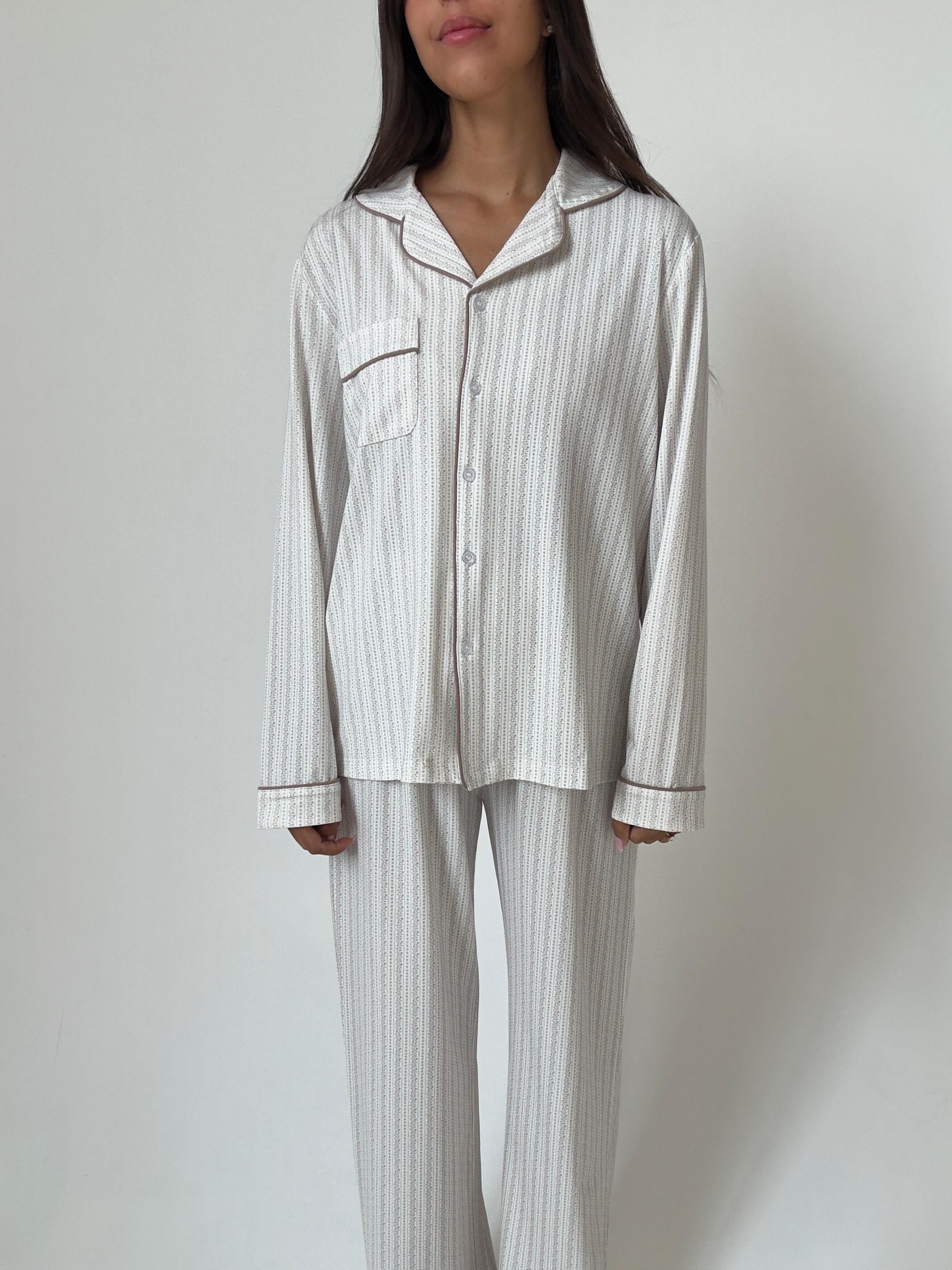 פיג׳מת אמלי ויסקוזה פרינט פרחים חום