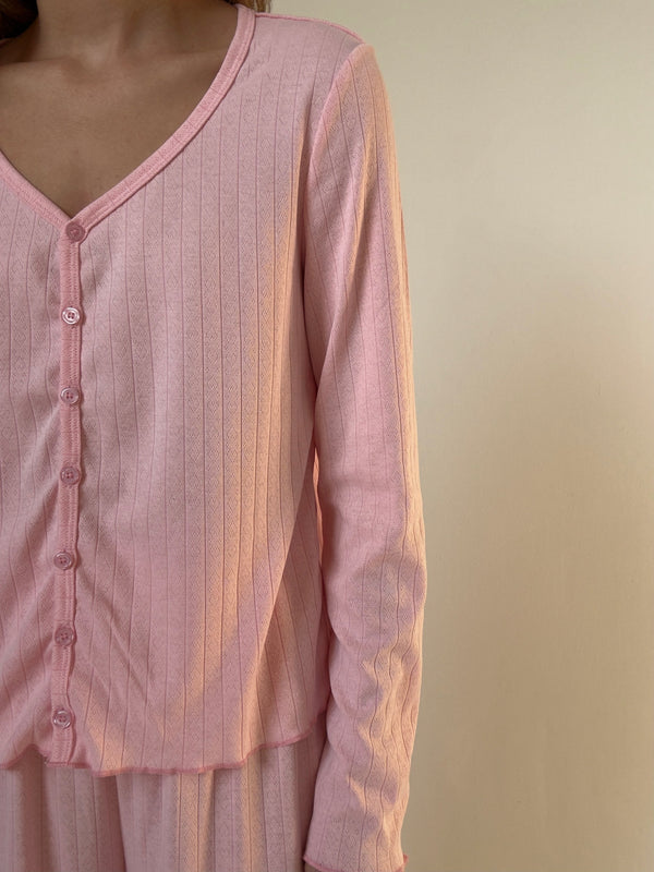 Danielle pink fontal Pajamas In cotton