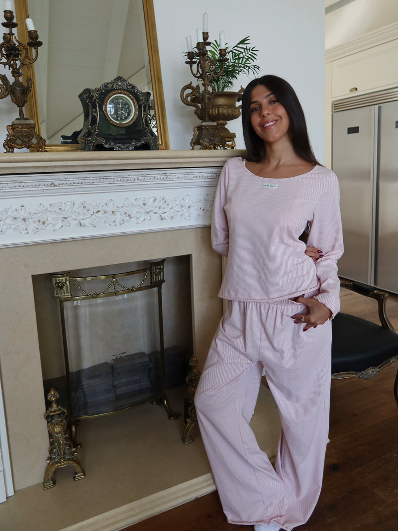 Lila pink stripes Pajamas In cotton