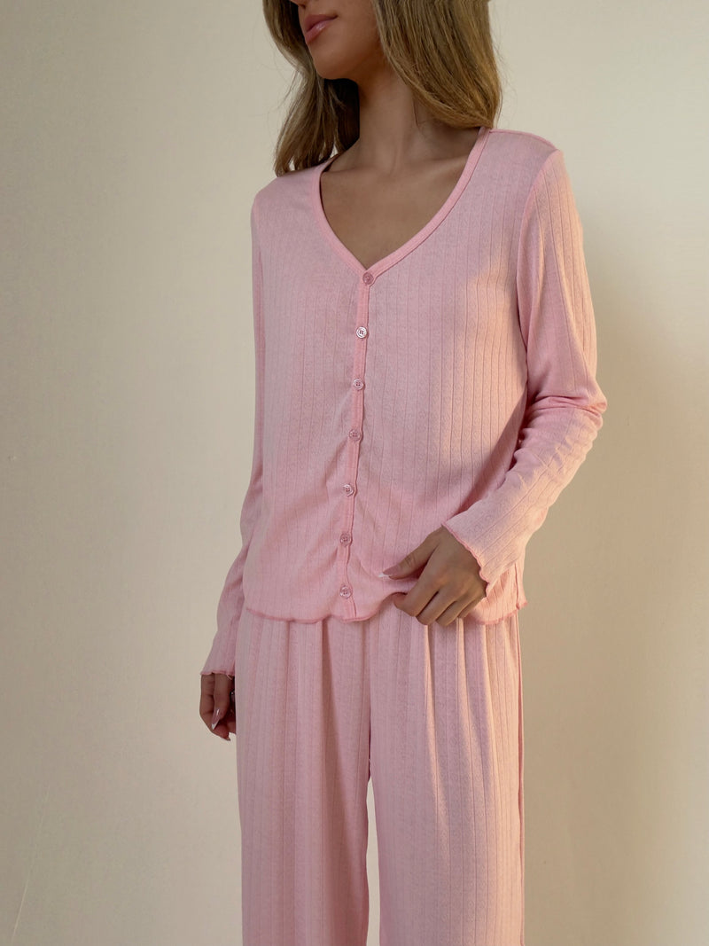 Danielle pink fontal Pajamas In cotton