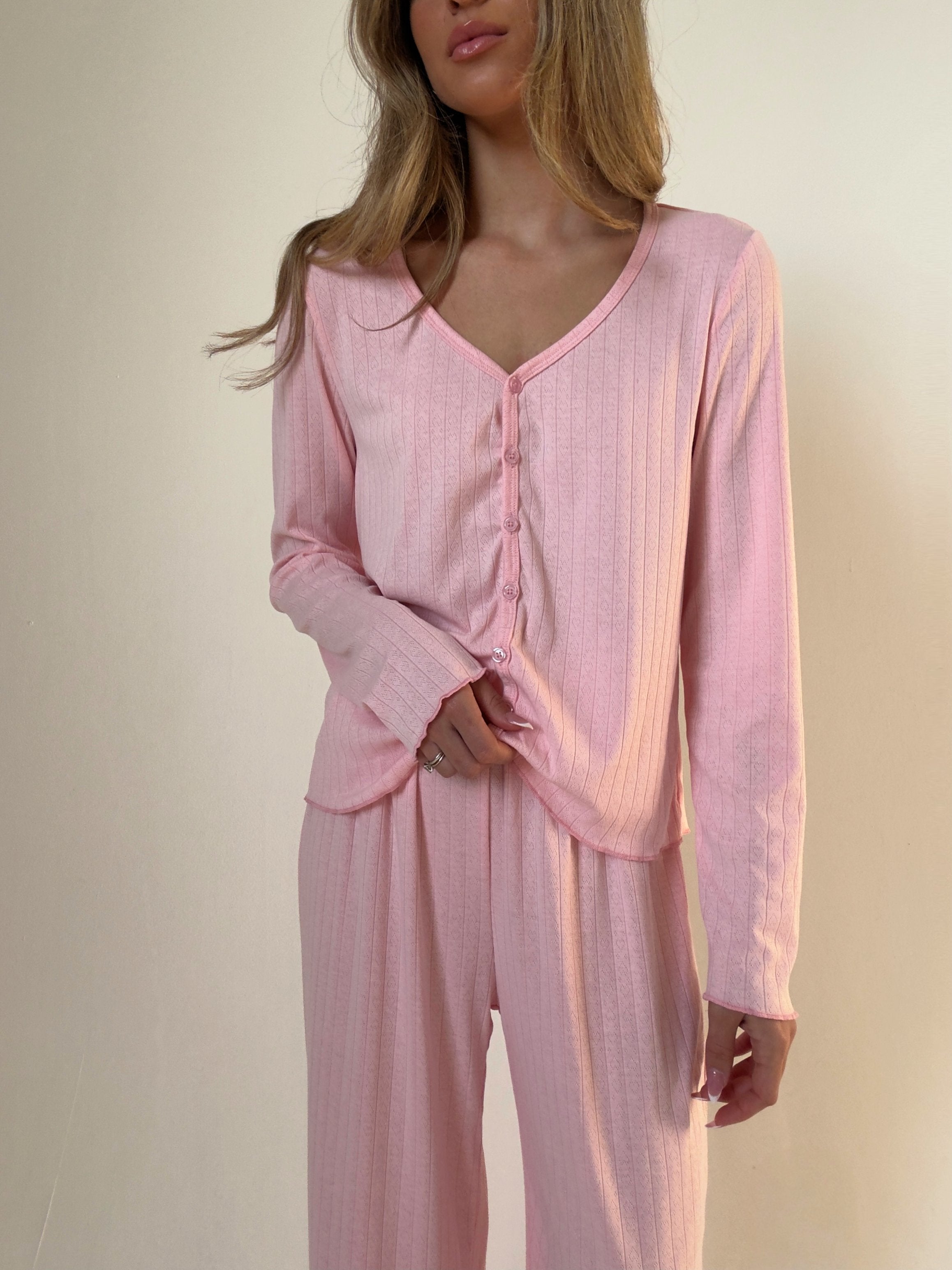 Danielle pink fontal Pajamas In cotton